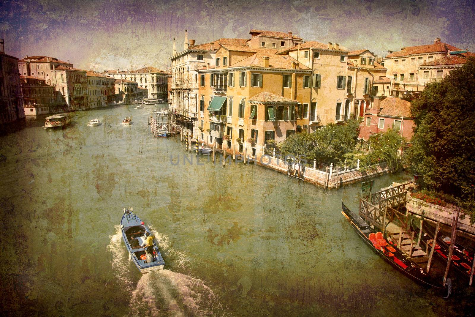 Artistic work of my own in retro style - Postcard from Italy. - Grand Canal - Venice.
