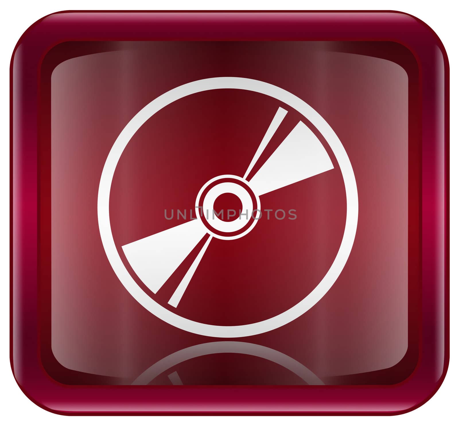 Compact Disc icon red, isolated on white background