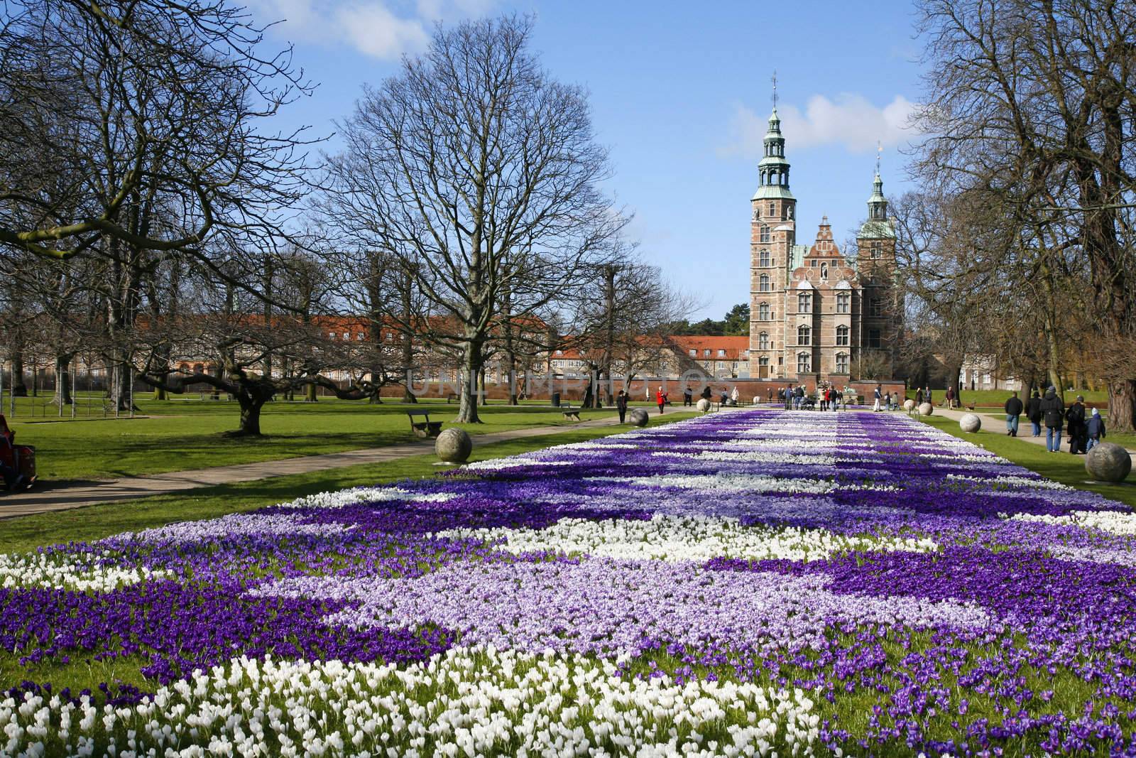 Rosenborg Castle which is a renaissance castle in the center of Copenhagen. It was built in 1606 and is an example of Christian IV's architectural projects. Here seen at springtime.
