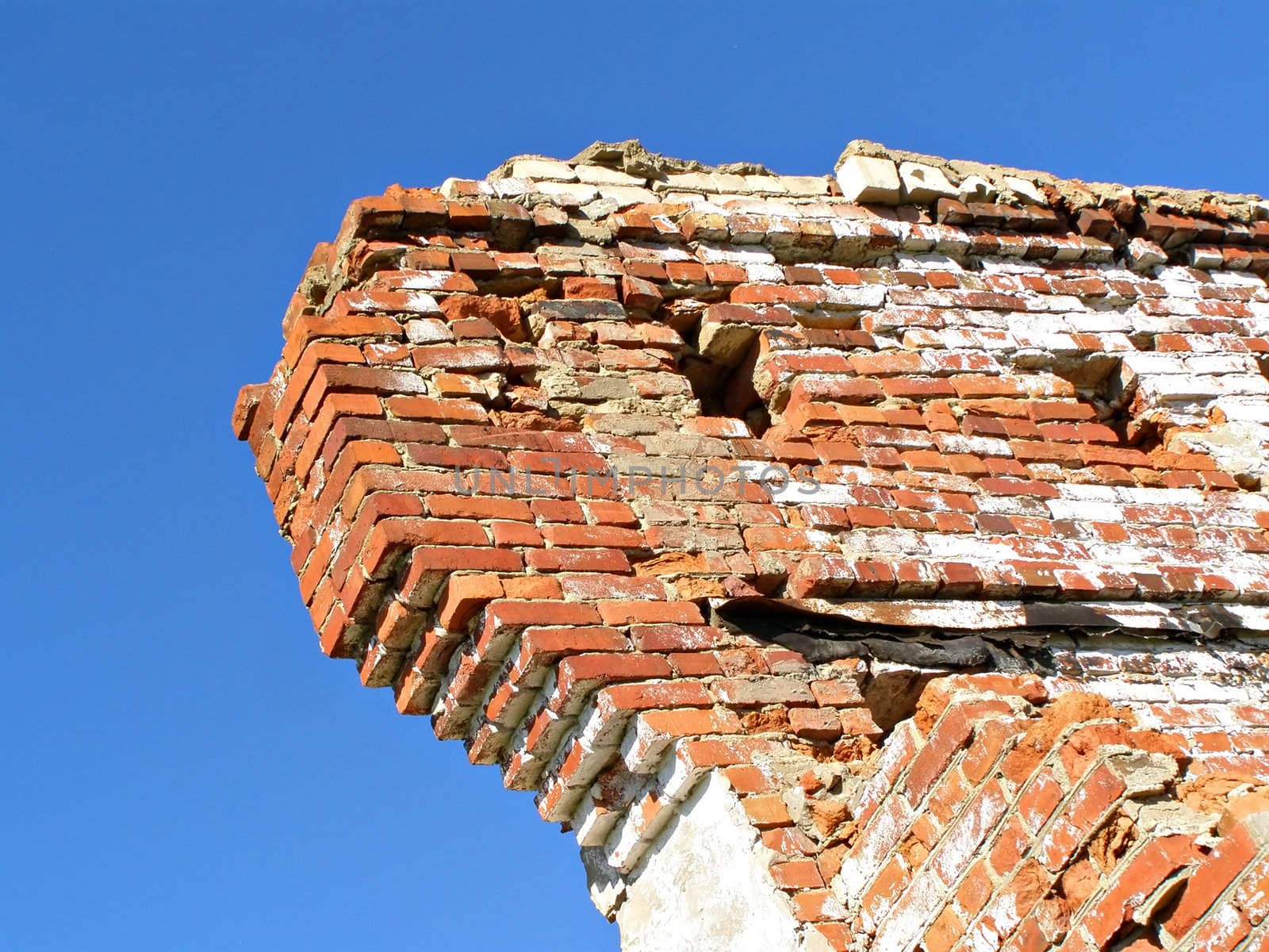 destroyed brick building
