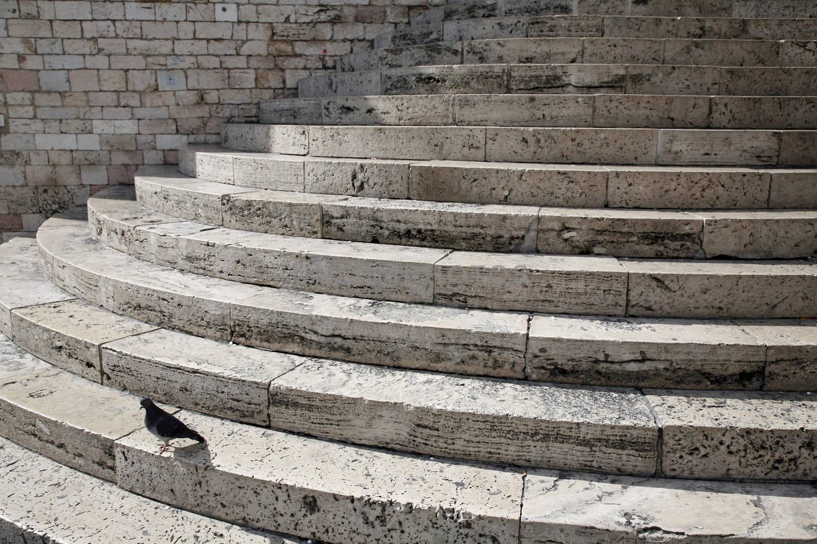 Nice half circular marble steps to the municipality of Perugia, Umbria - Italy.