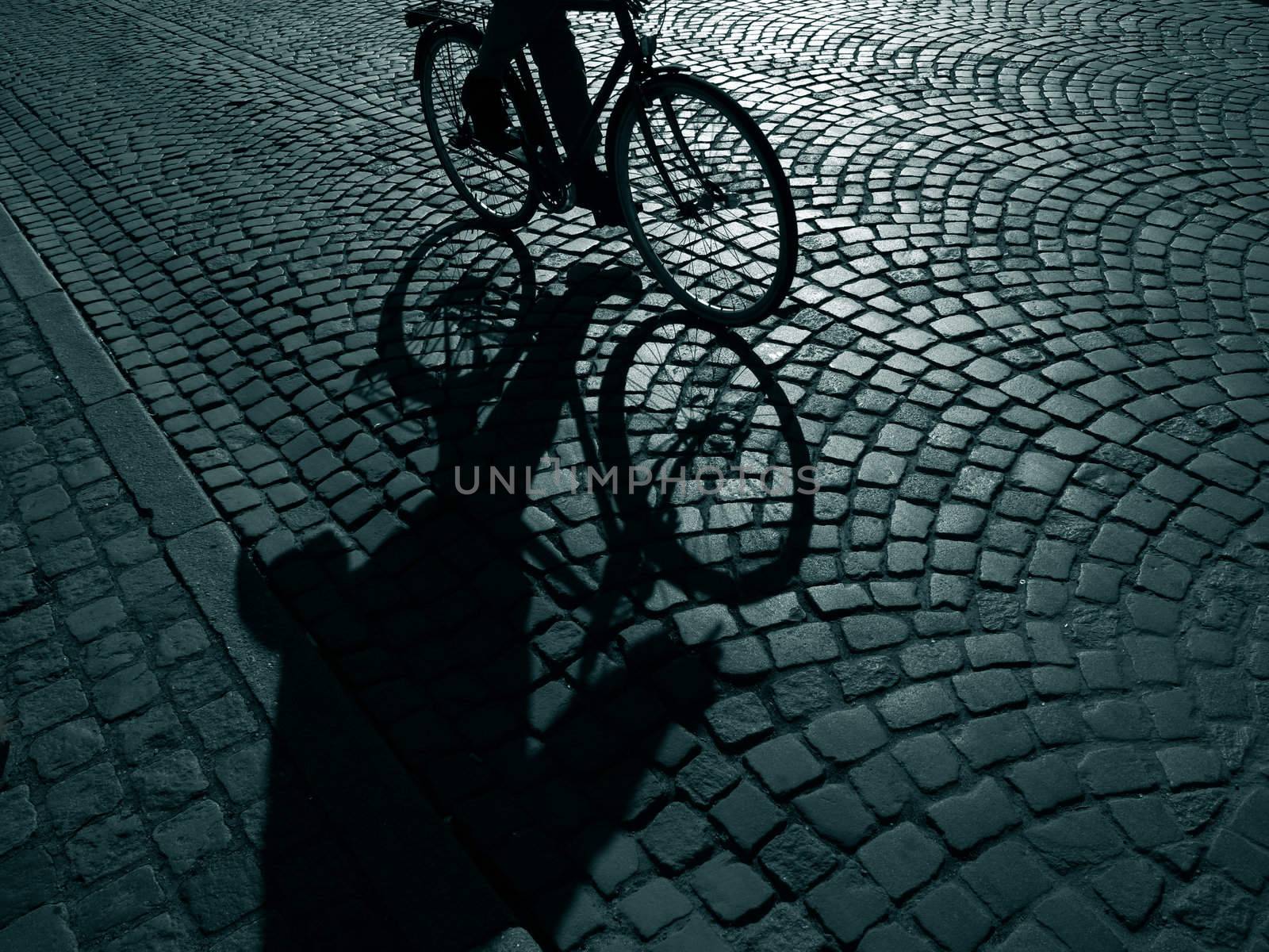 Dark urban cyclist  on his way home after work - Denmark.