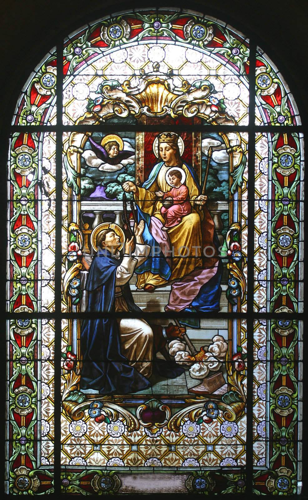 Virgin Mary, stained glass