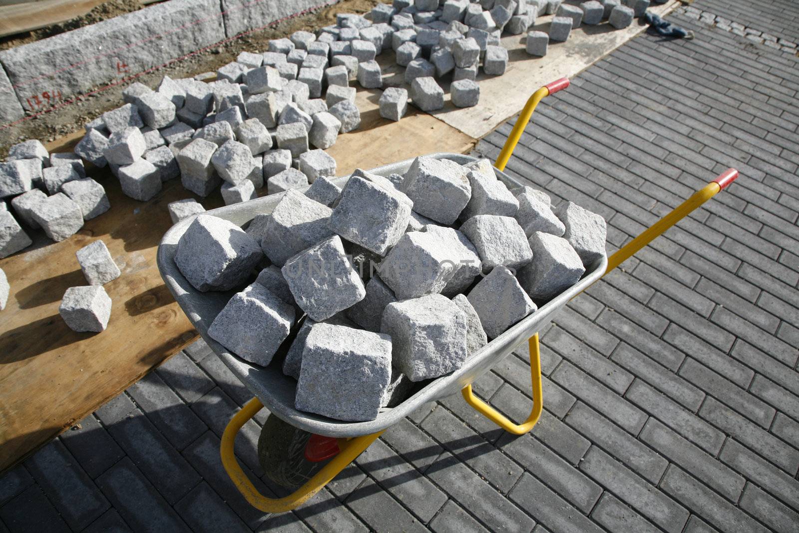 Constructing a new pavement promenade.