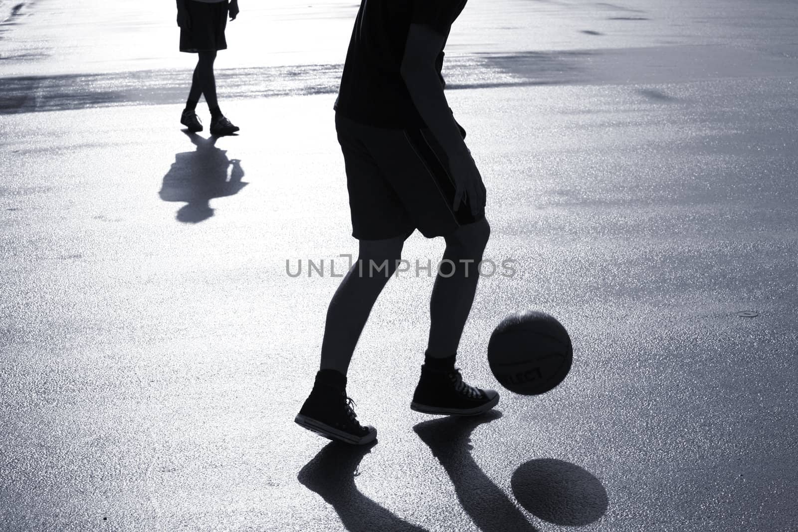 Street basketball just after the rain.