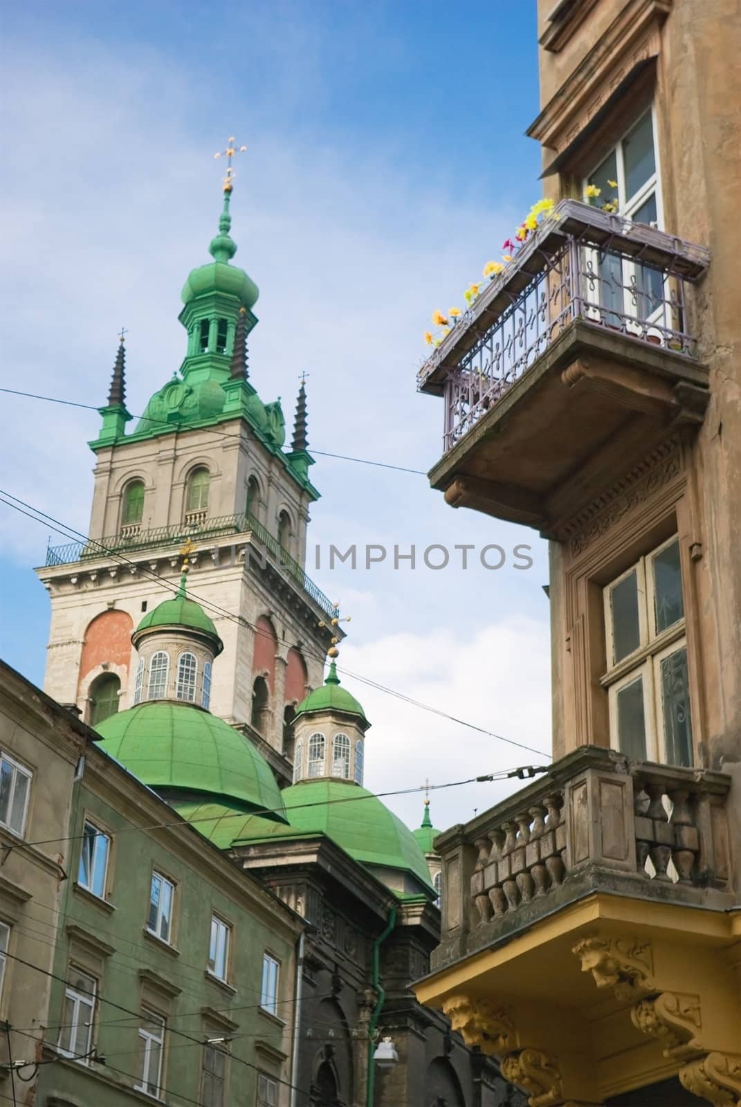 kortnyak`s tower & dominican cathedral in lvov ukraine