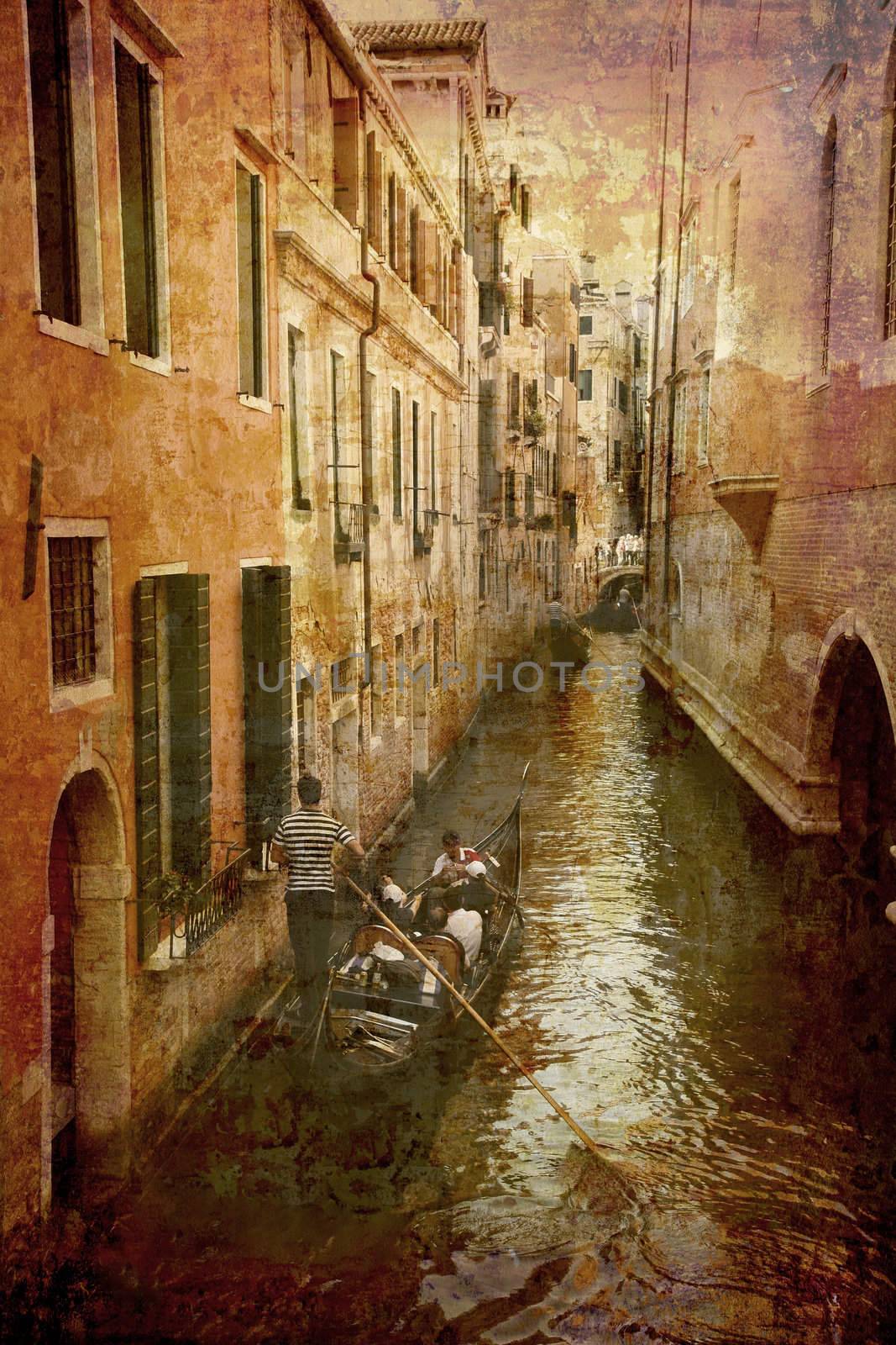 Gondola in narrow canal by ABCDK