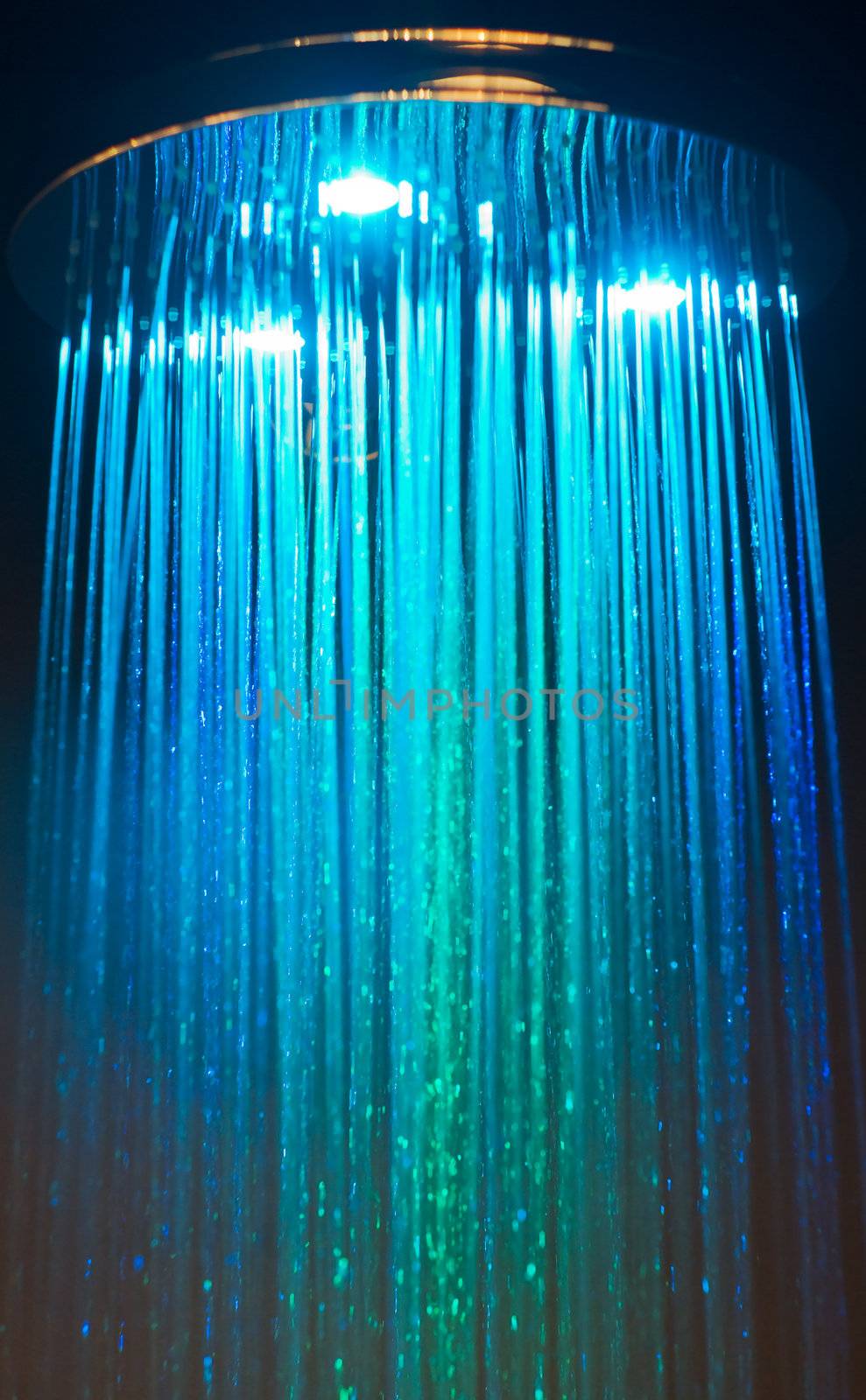 Shower with faling wather isolated on black 