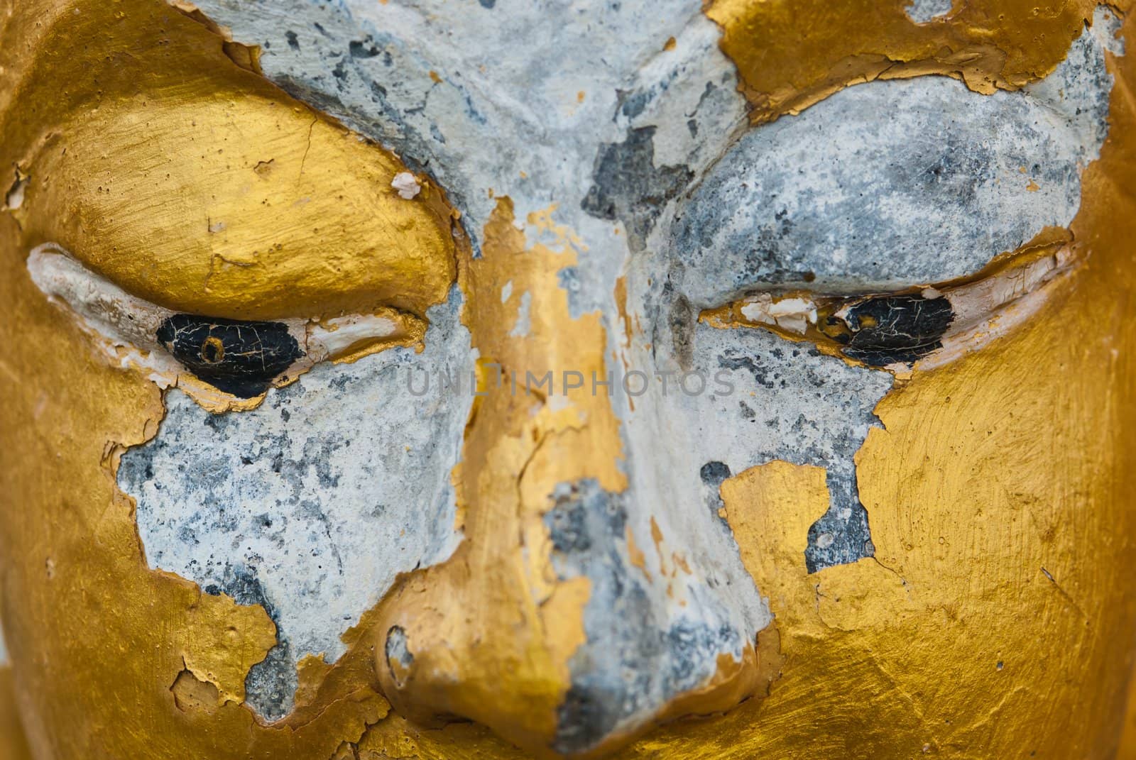 Golden buddha's face full frame background
