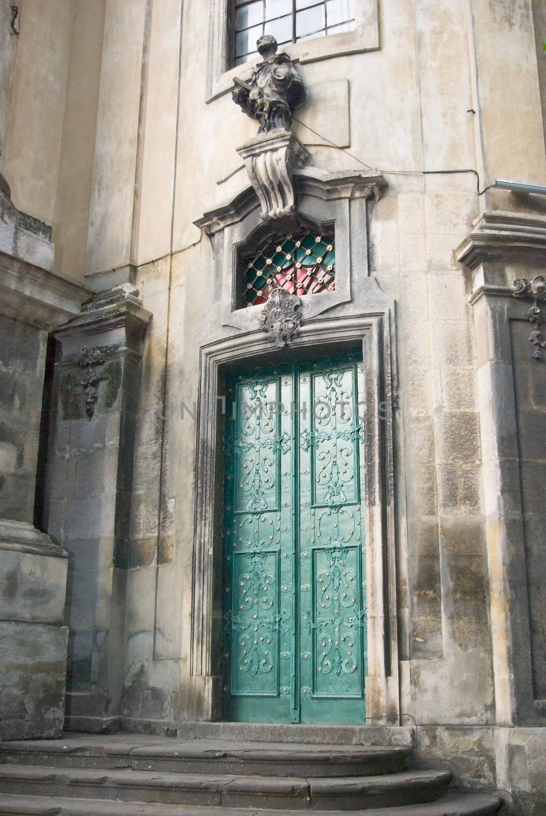 Entrance to the Dominican church. Lviv, Ukraine.