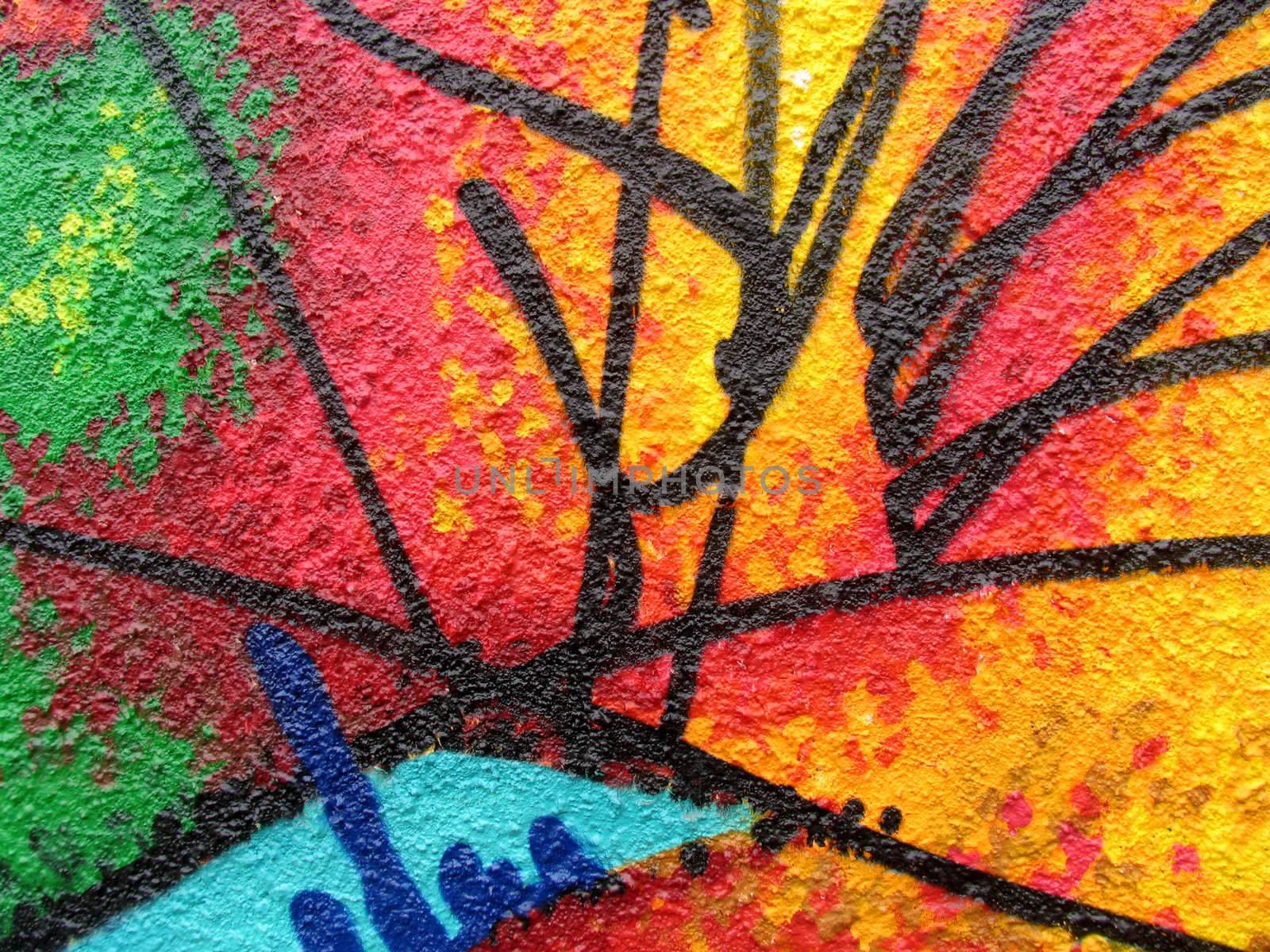 Detail of nice graffiti wall.