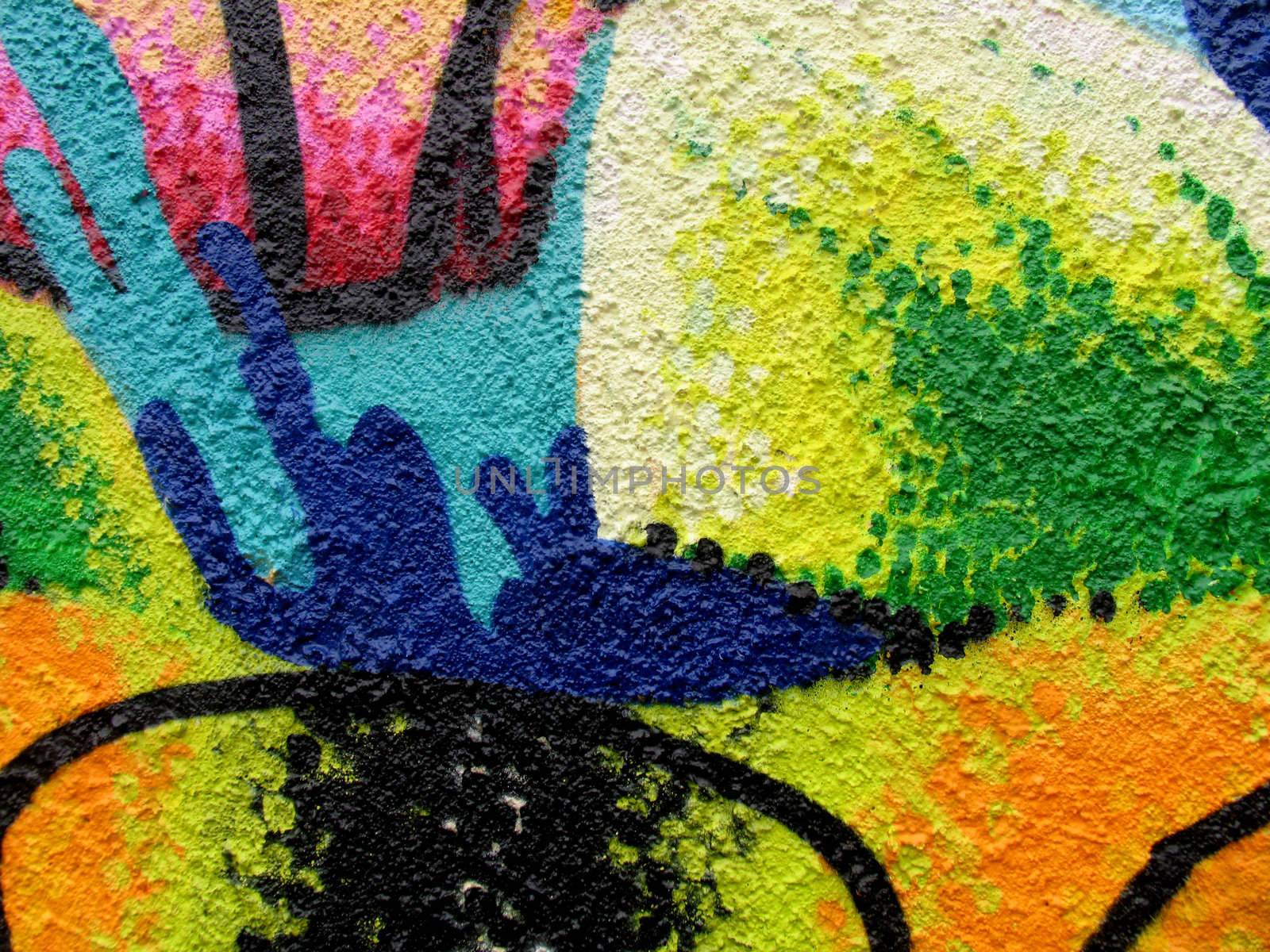 Detail of nice graffiti wall.