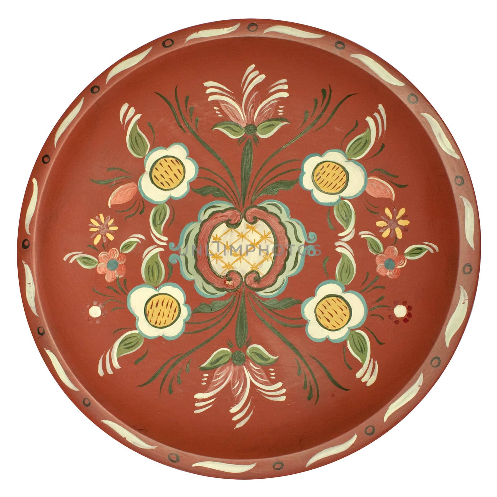 Vintage traditional Norwegian rosepainted platter