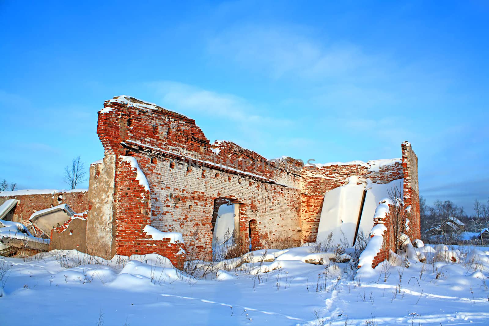 wall of the old brick building