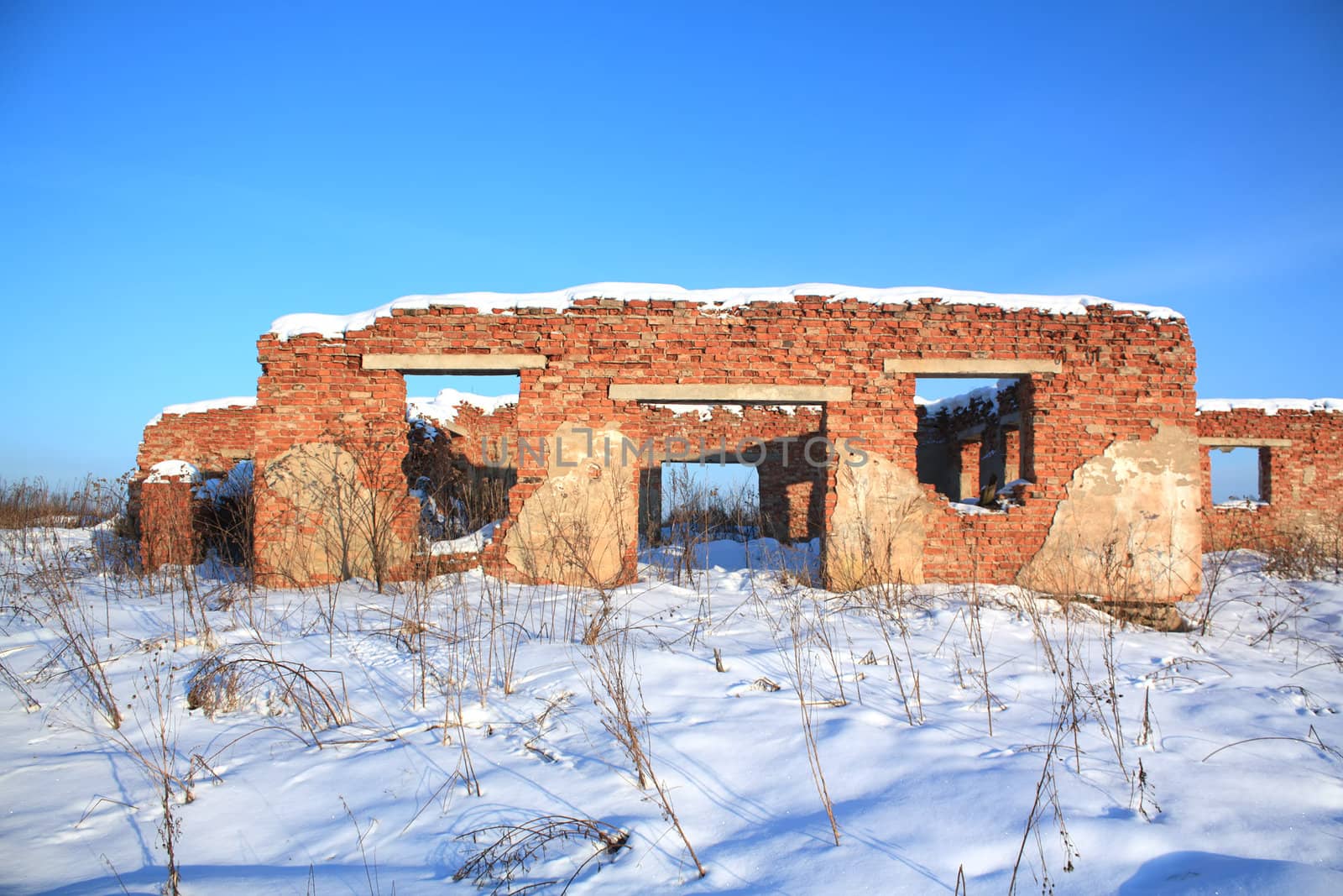 destroyed brick construction