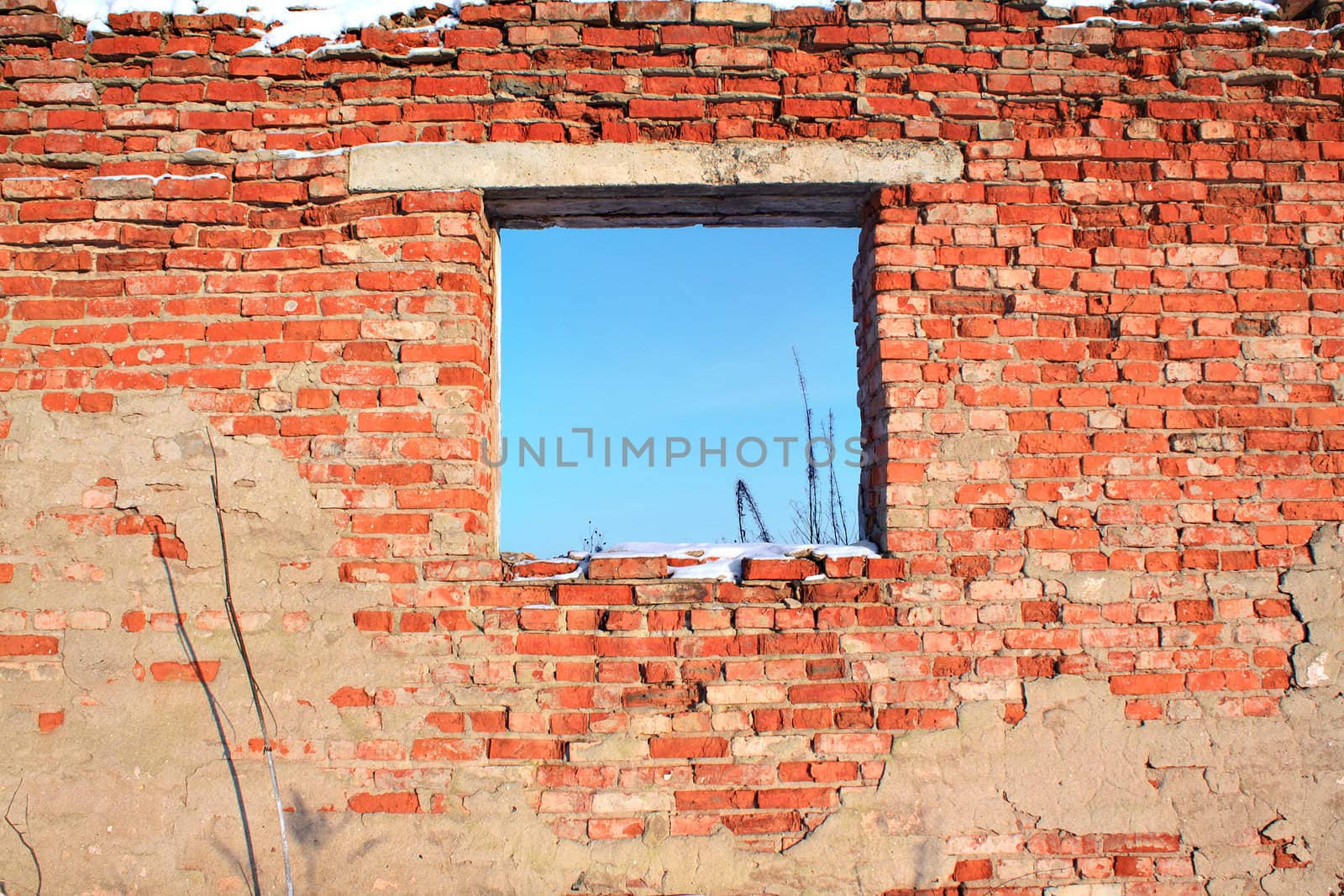 destroyed brick construction