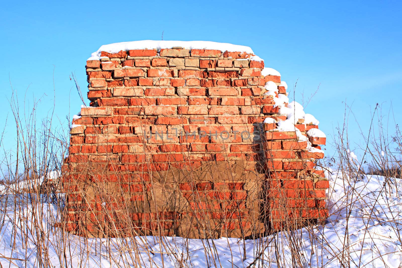 destroyed brick construction