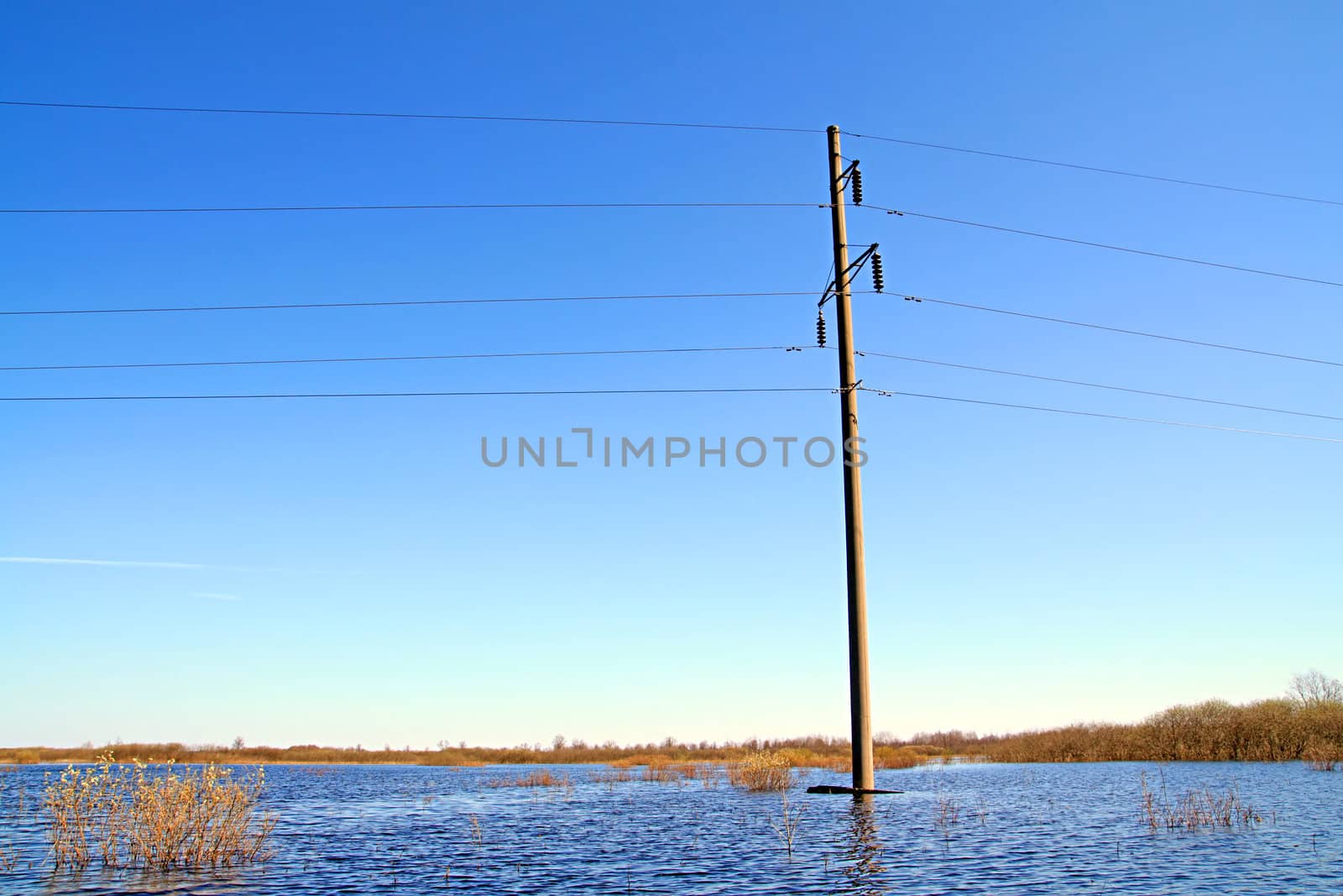 electric pole in water