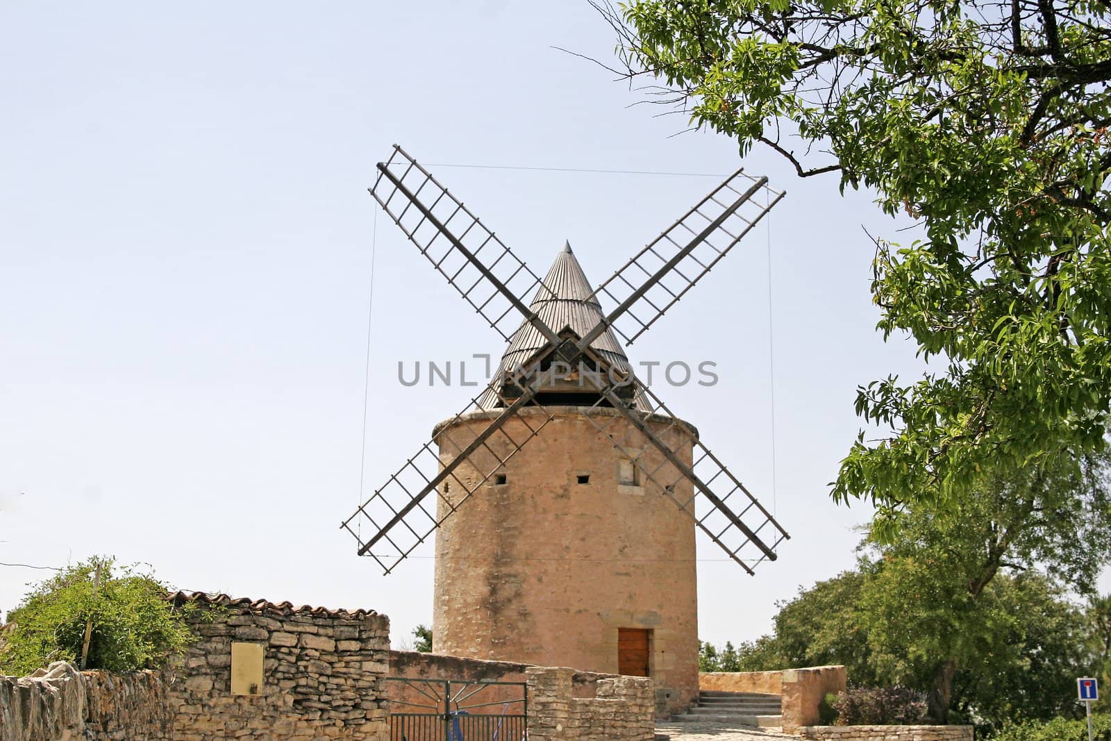 Windmill in Goult, Le Moulin de Jerusalem, Provence, France.