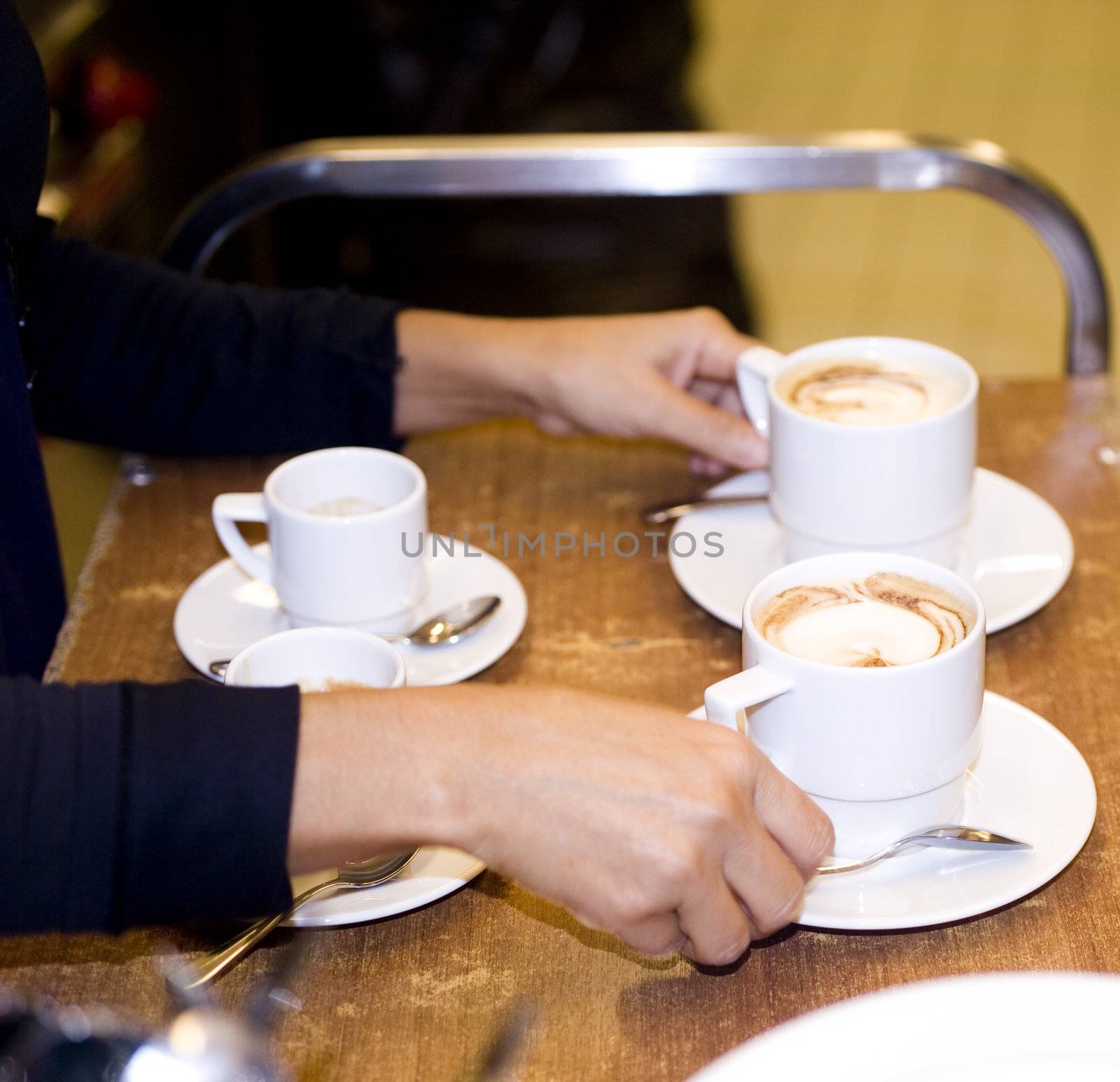 a classic morning cappucino for breakfast served at the bar