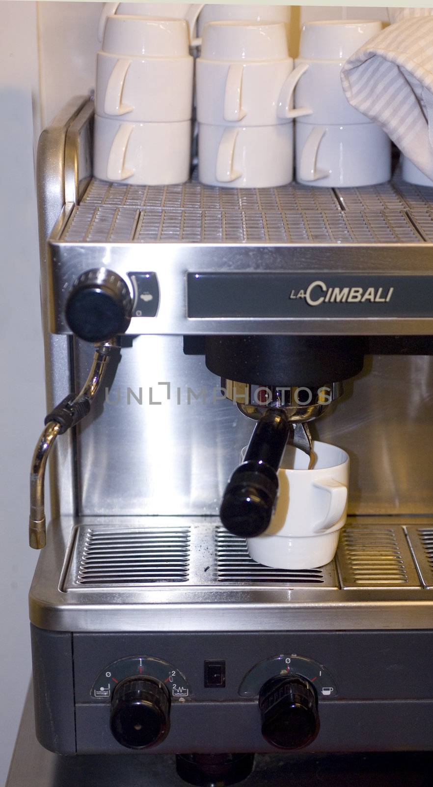 a classic morning cappucino for breakfast served at the bar