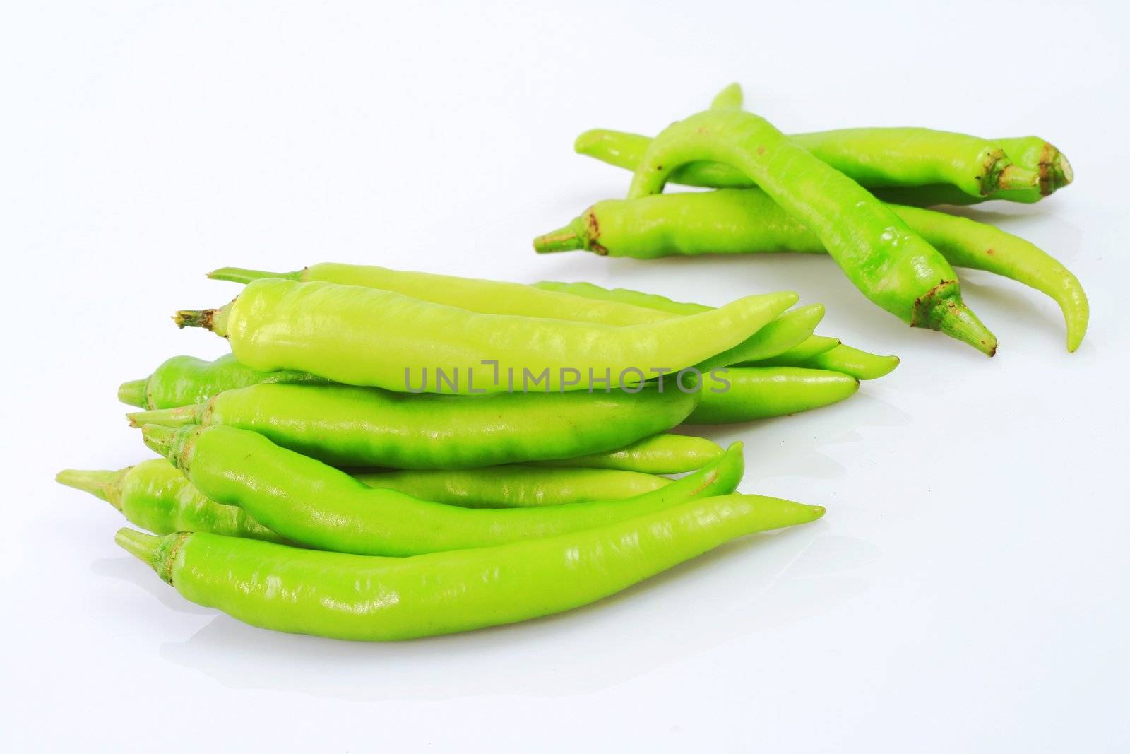 a bunch of green  pepper isolated on white background
