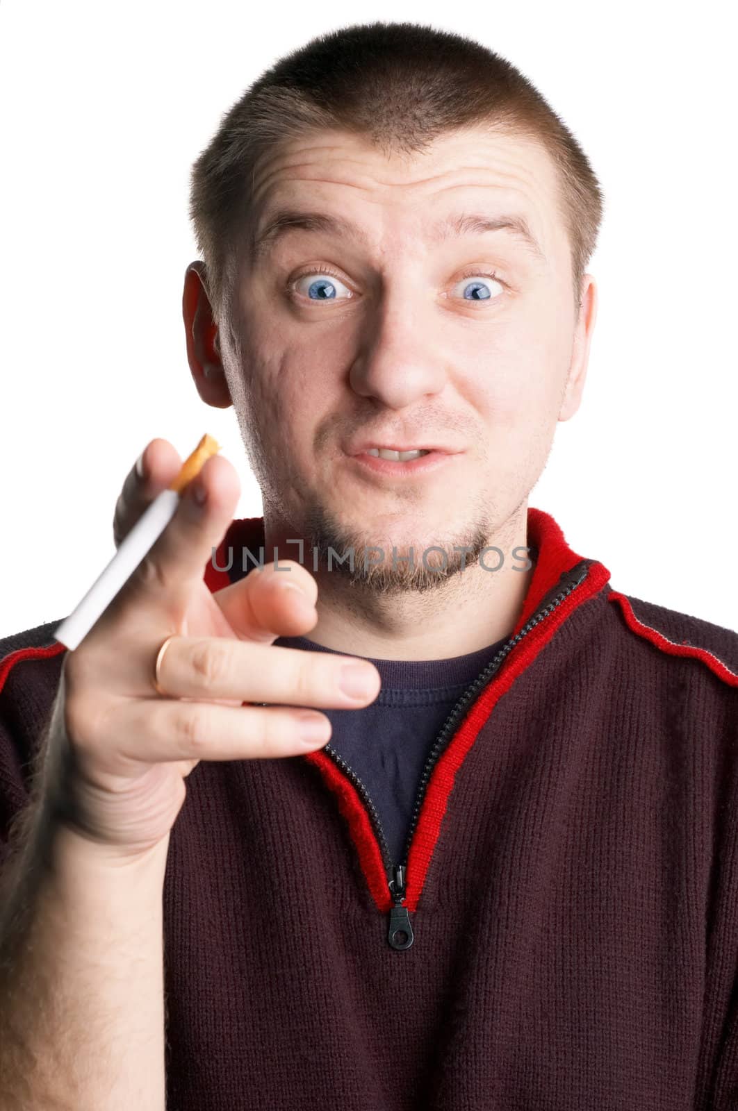 portait of casual bearded man with cigarette