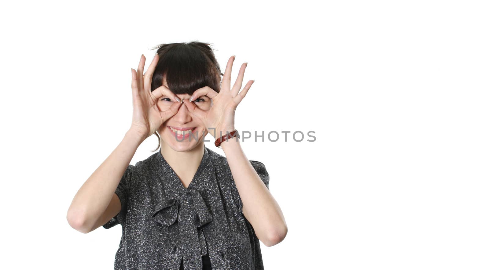 Portrait of the beautiful woman playfully looking