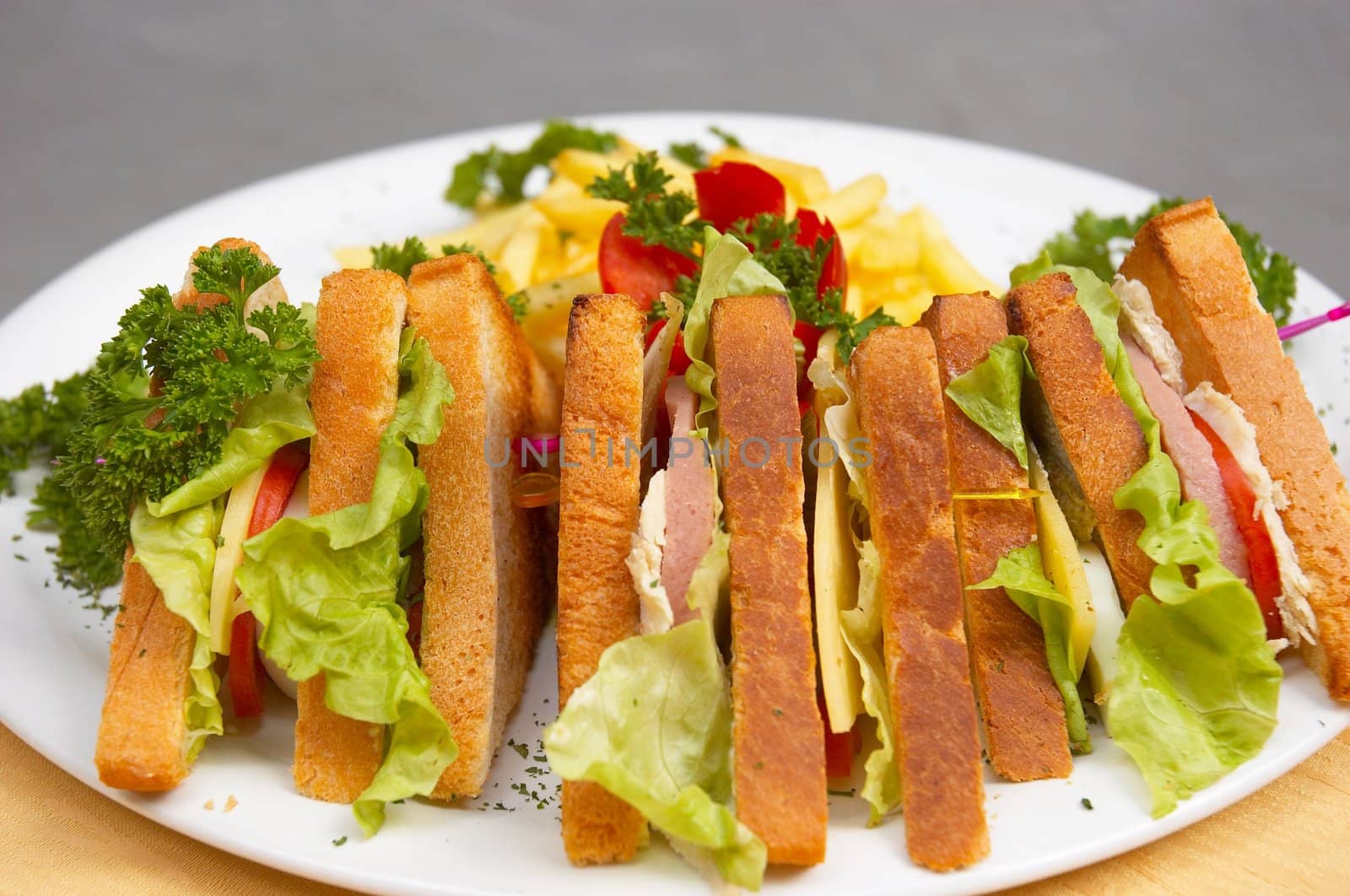 club sandwich with french fries by starush