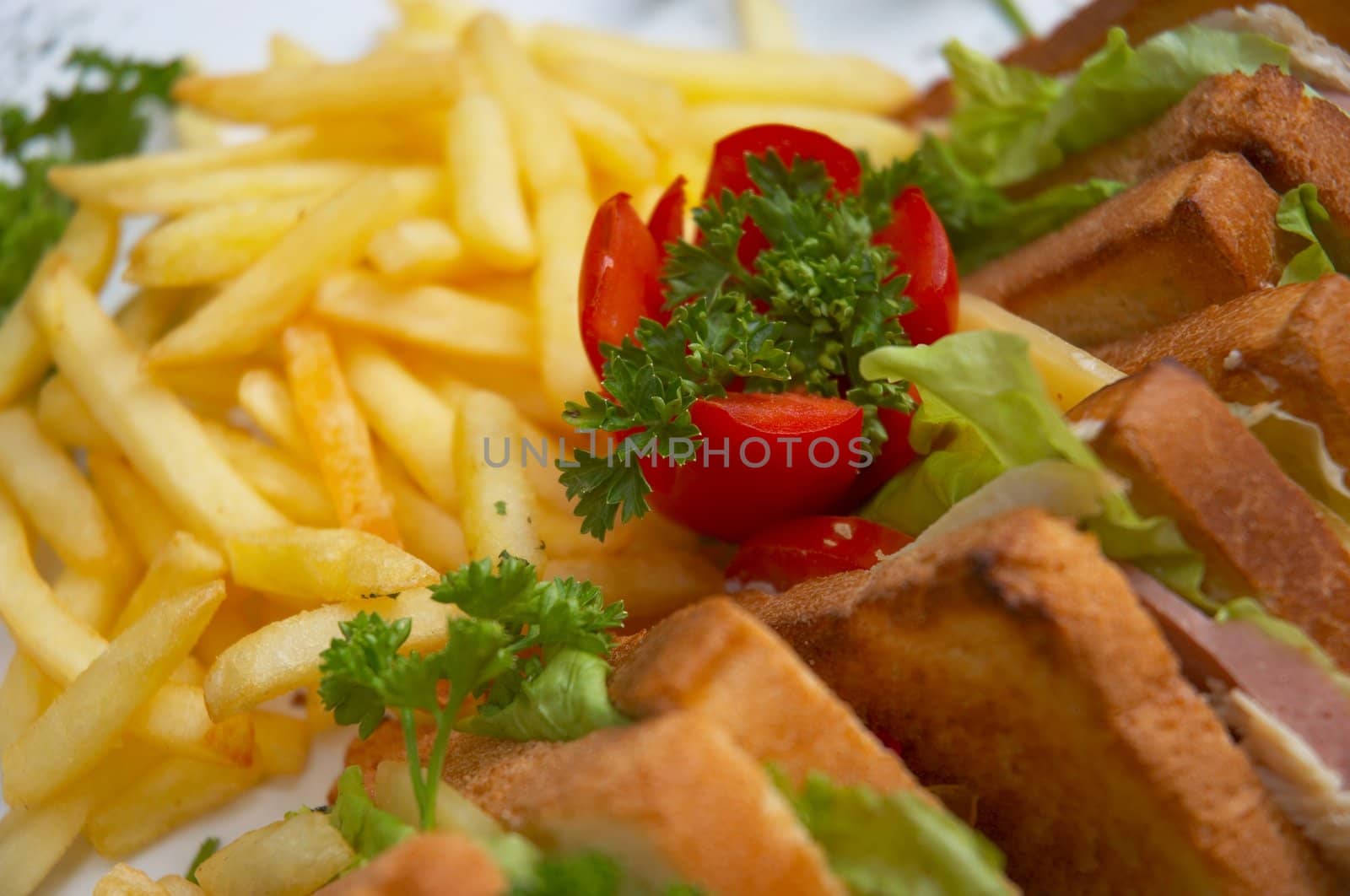 club sandwich with french fries by starush