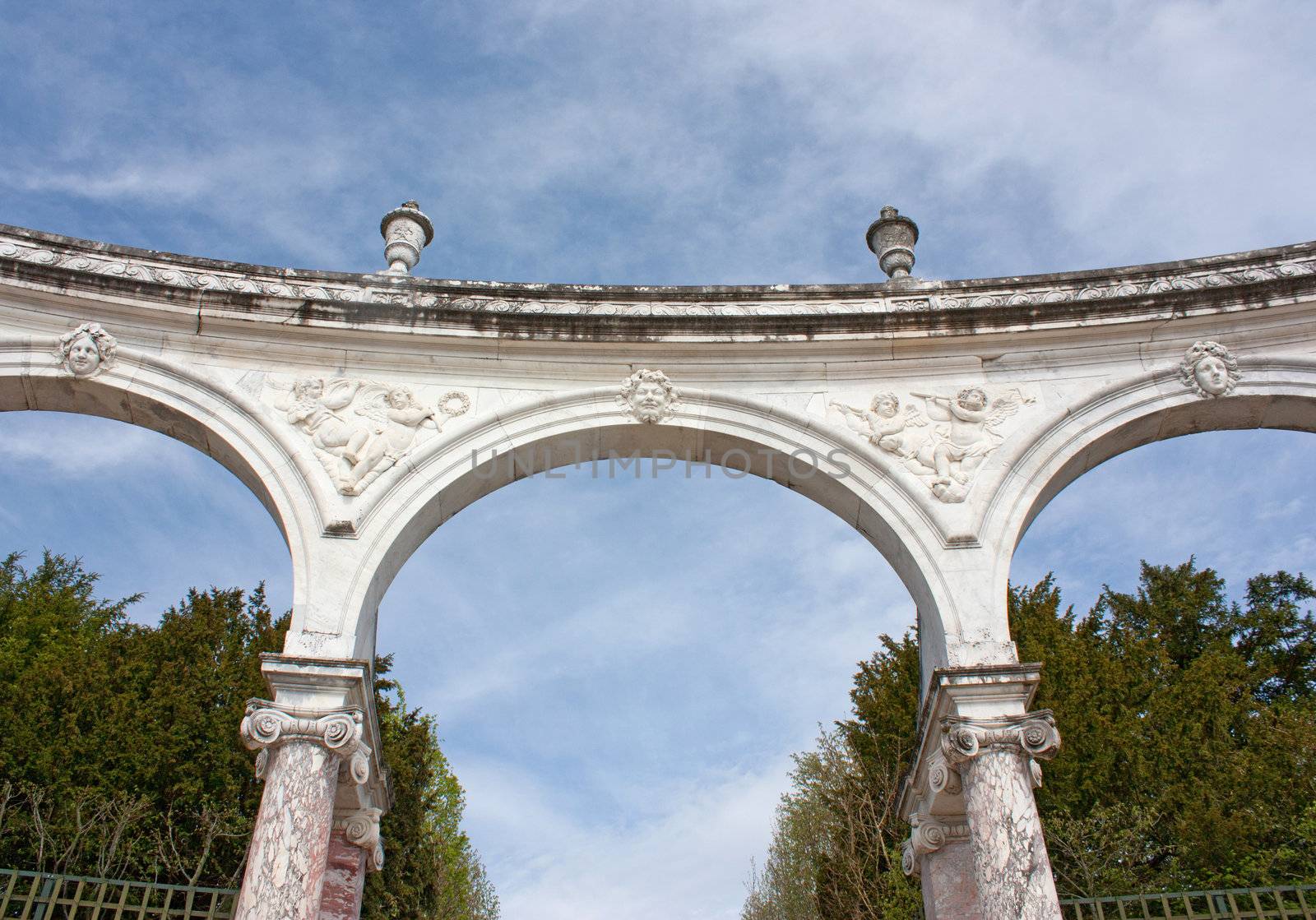 Monument La Colonnade in the gardens of Versailles in France