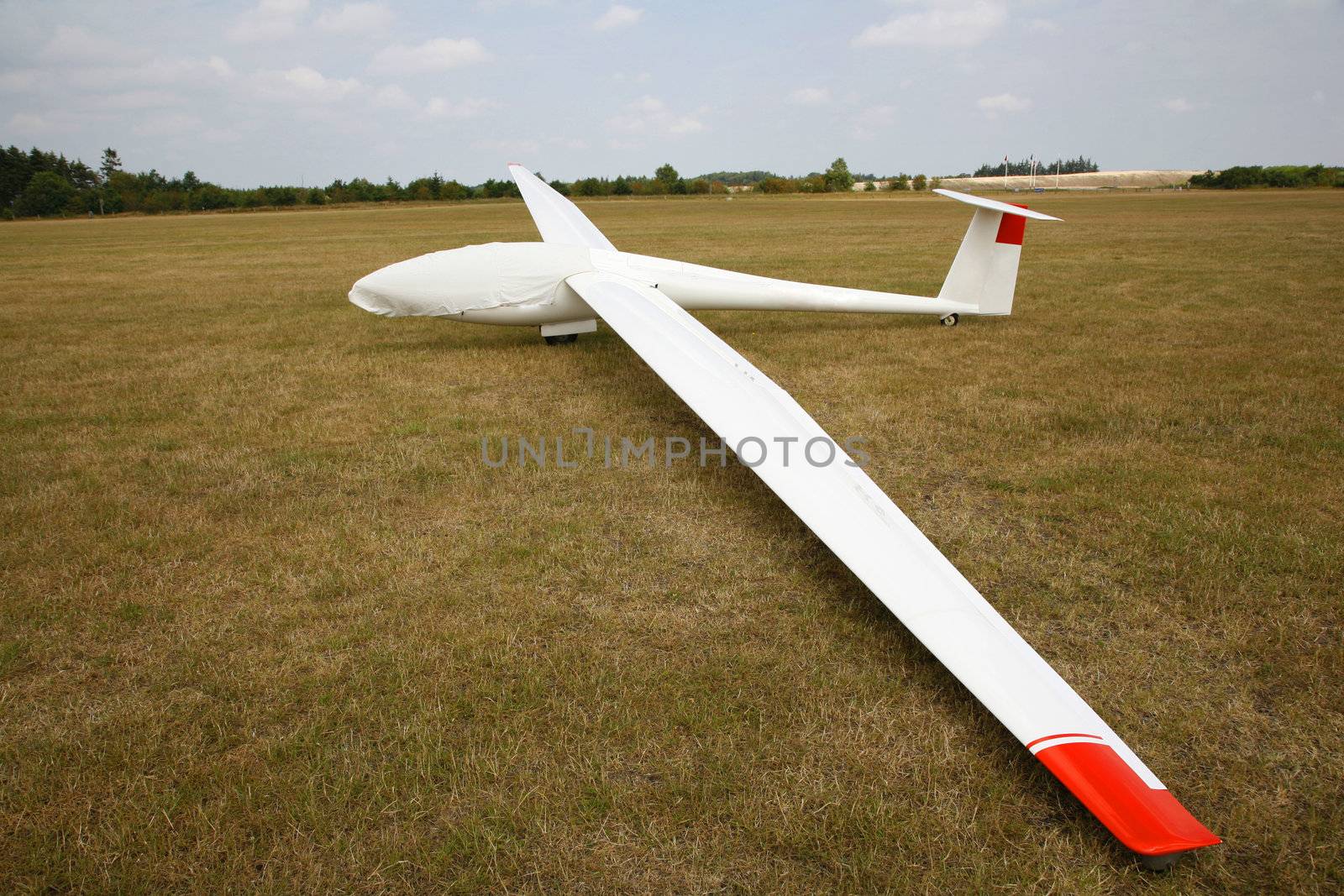 Glider parked for the night. Arnborg, Denmark.