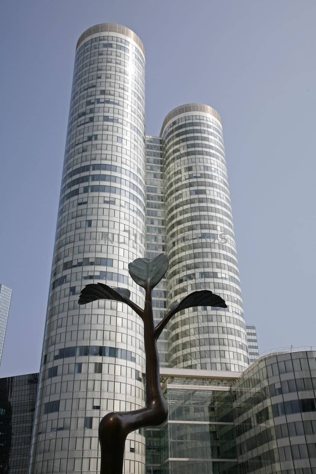 Futuristic corporate office buildings - La Defense, Paris.