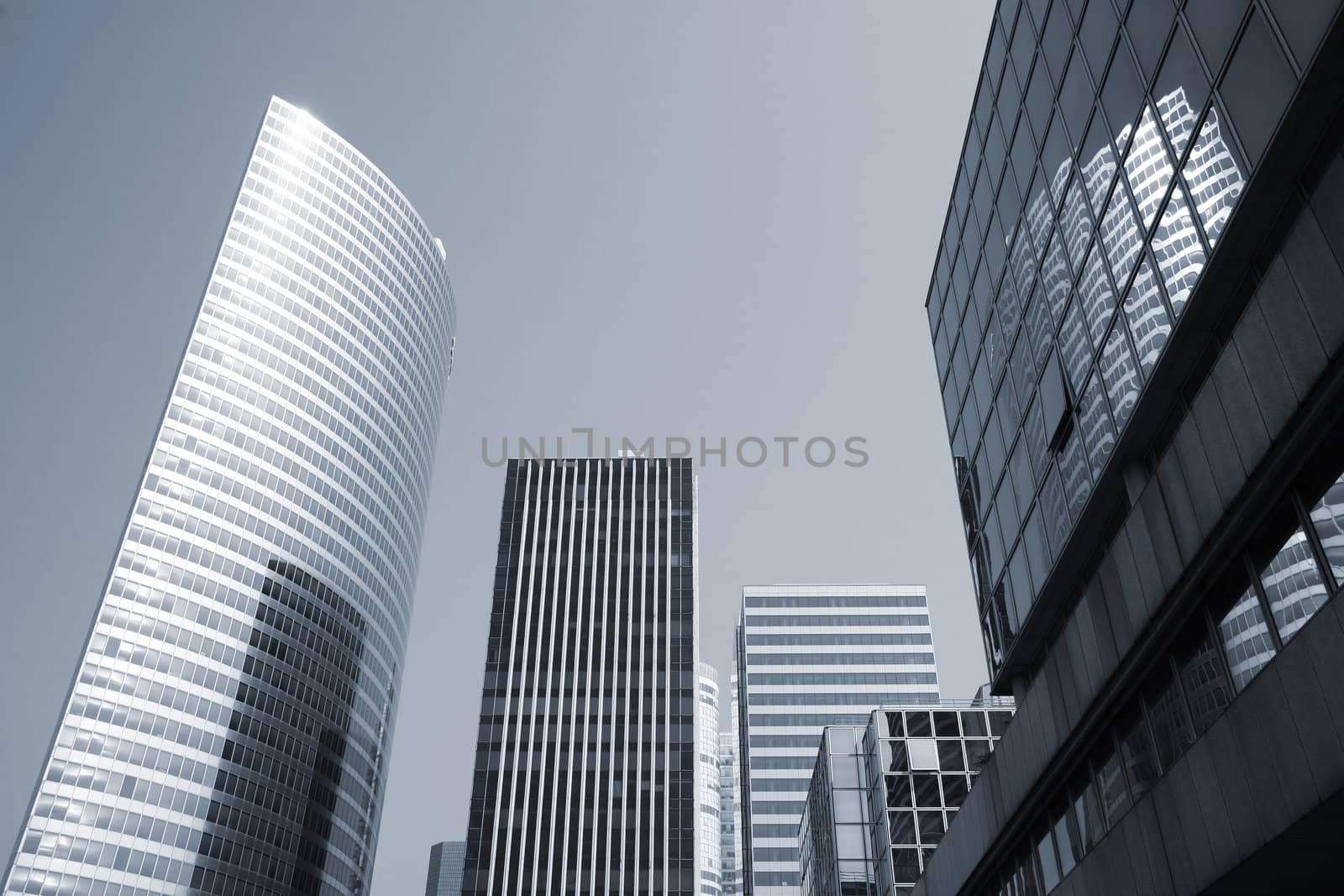 Corporate office buildings - La Defense, Paris. - Space for text.