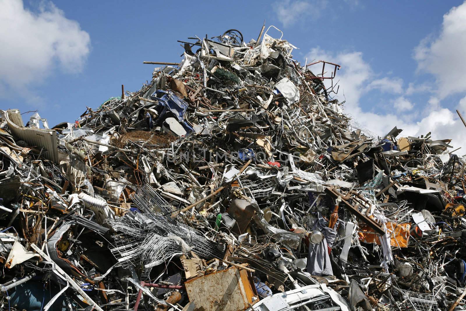 Heap of metal garbage used for recycling.