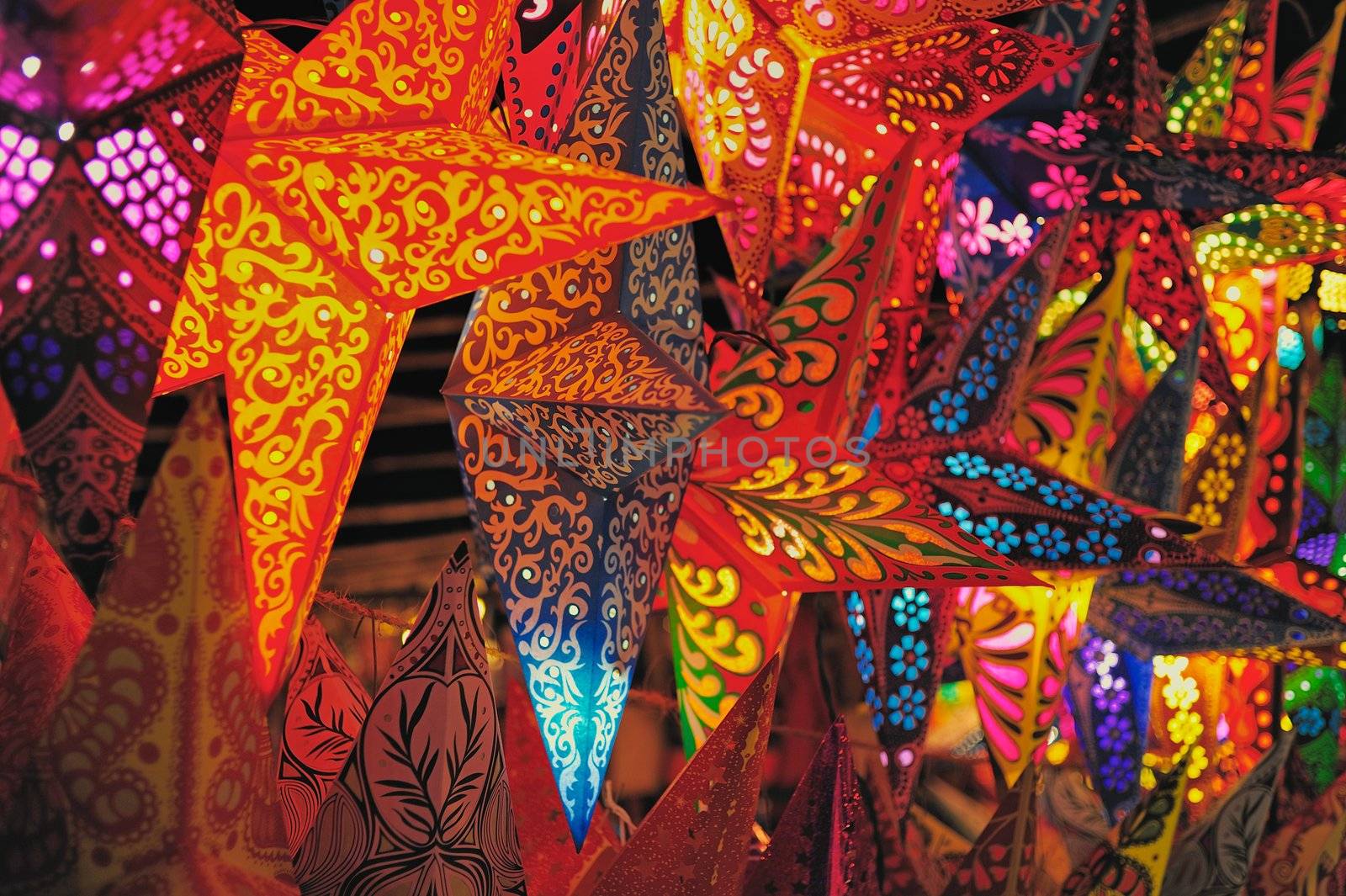 Christmas decoration. Folding paper lanterns from India