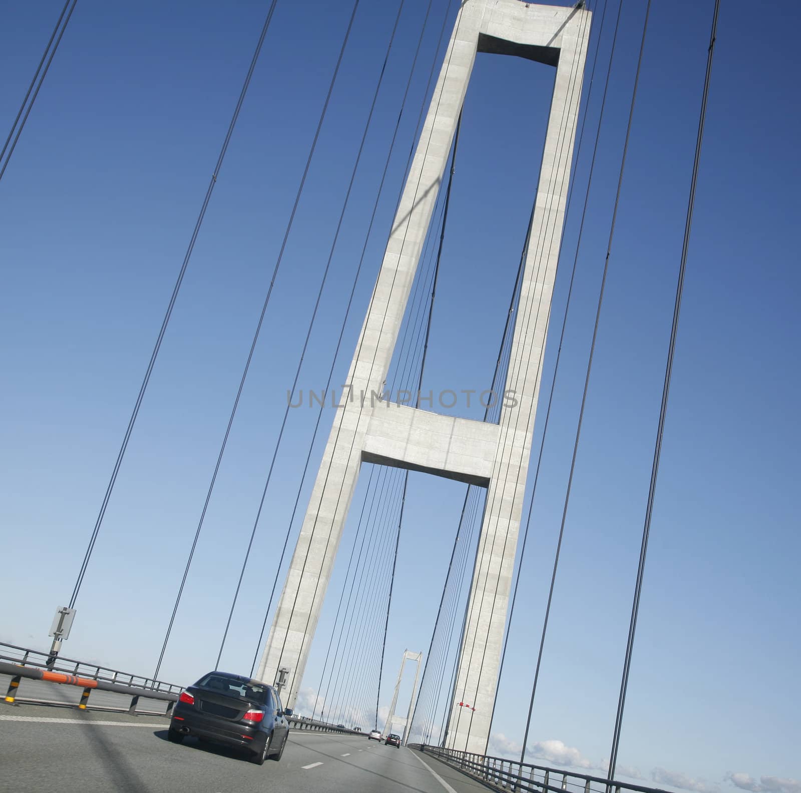 Traffic Great Belt Bridge - Denmark.