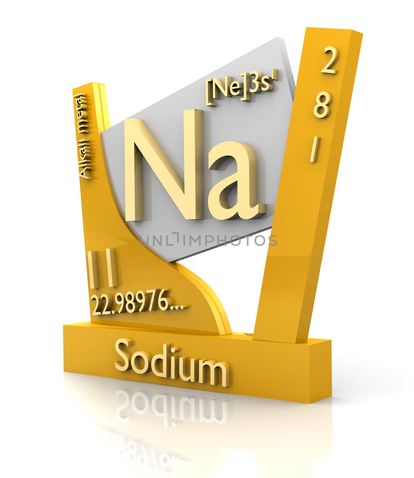 Sodium form Periodic Table of Elements - 3d made