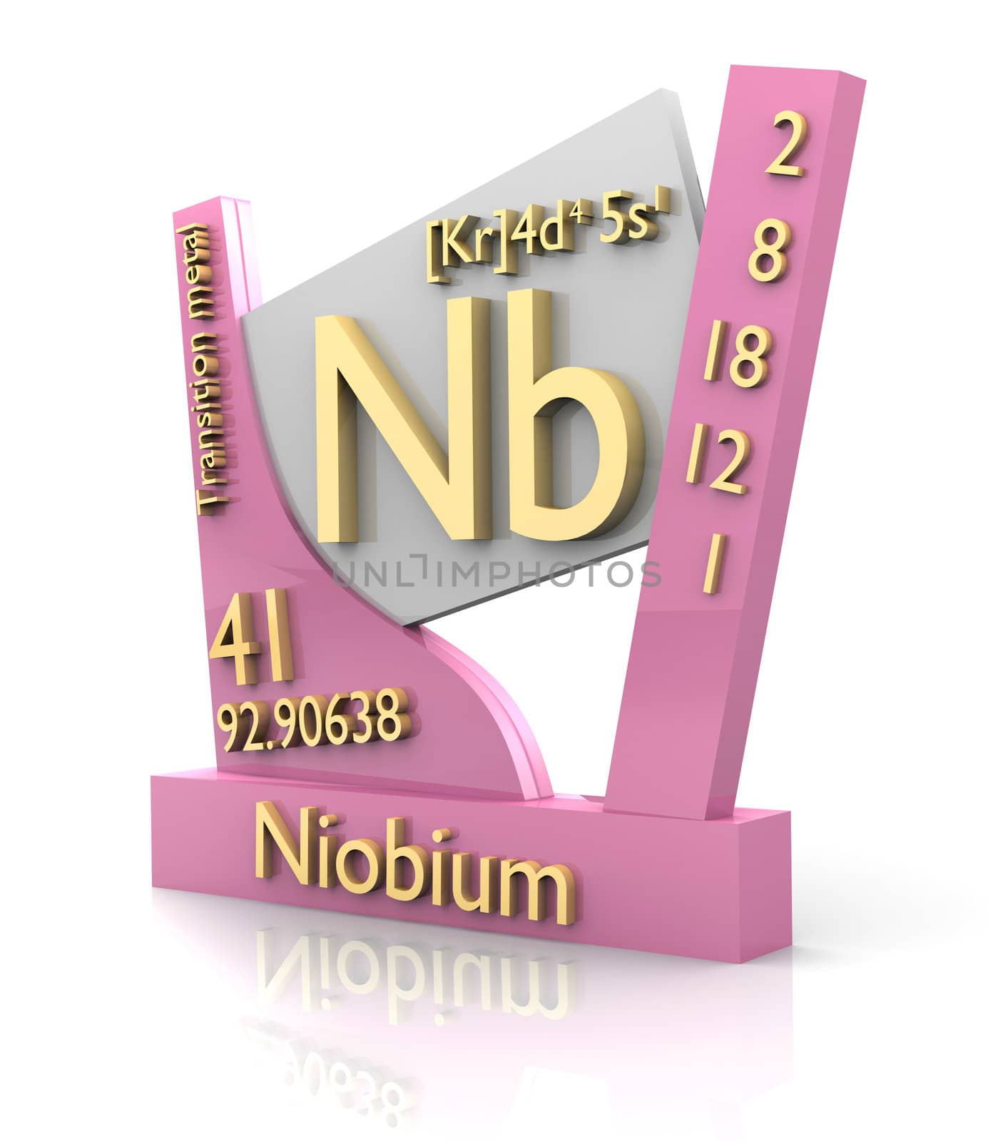 Niobium form Periodic Table of Elements - 3d made