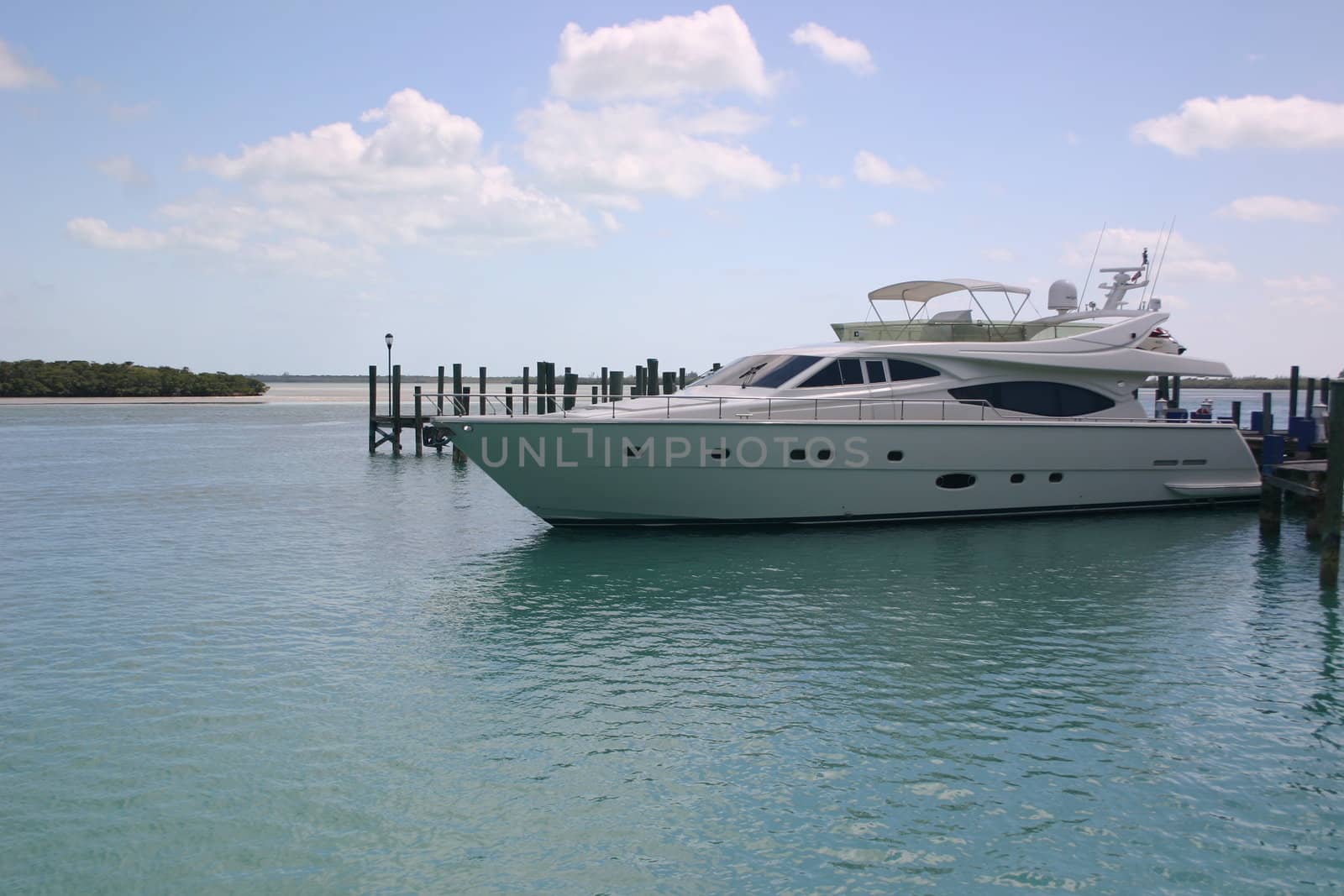 Private yacht at dock