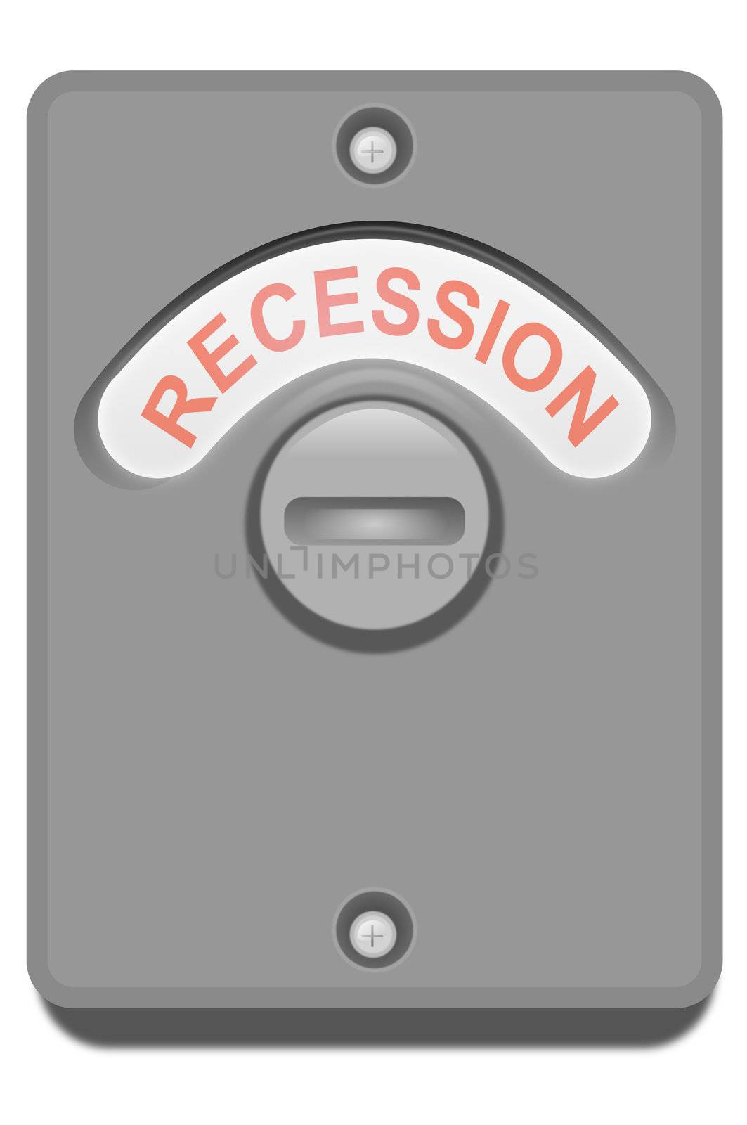 Illustration of a toilet door lock with the 'recession' position showing. White background.