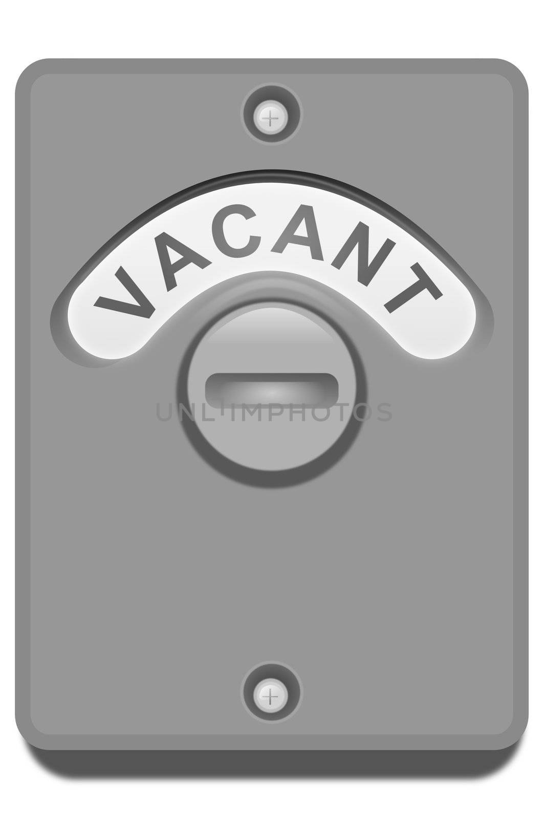 Illustration of a toilet door lock with the 'vacant' position showing. White background.