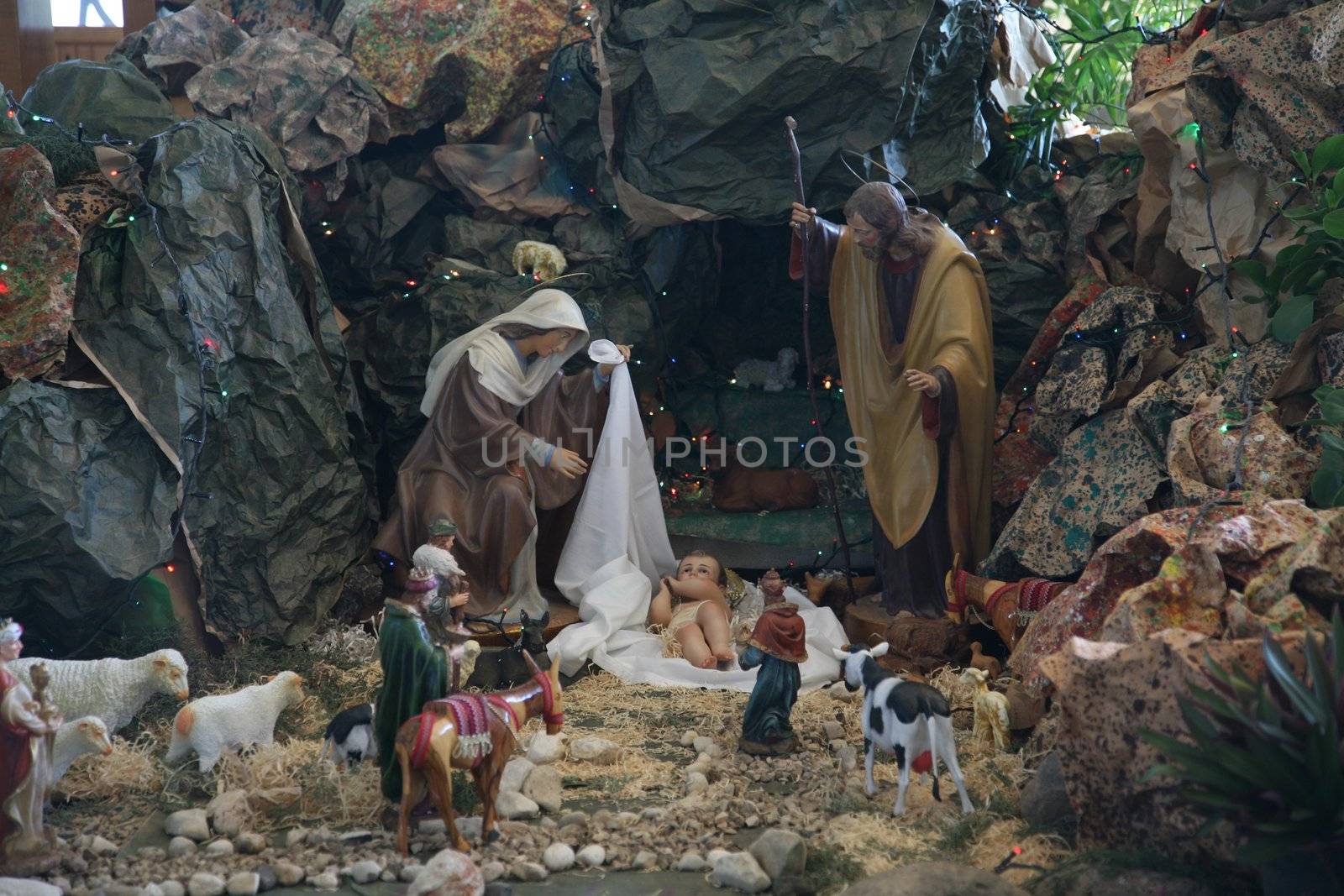Nativity scene, Capernaum, The Church of the House of Peter