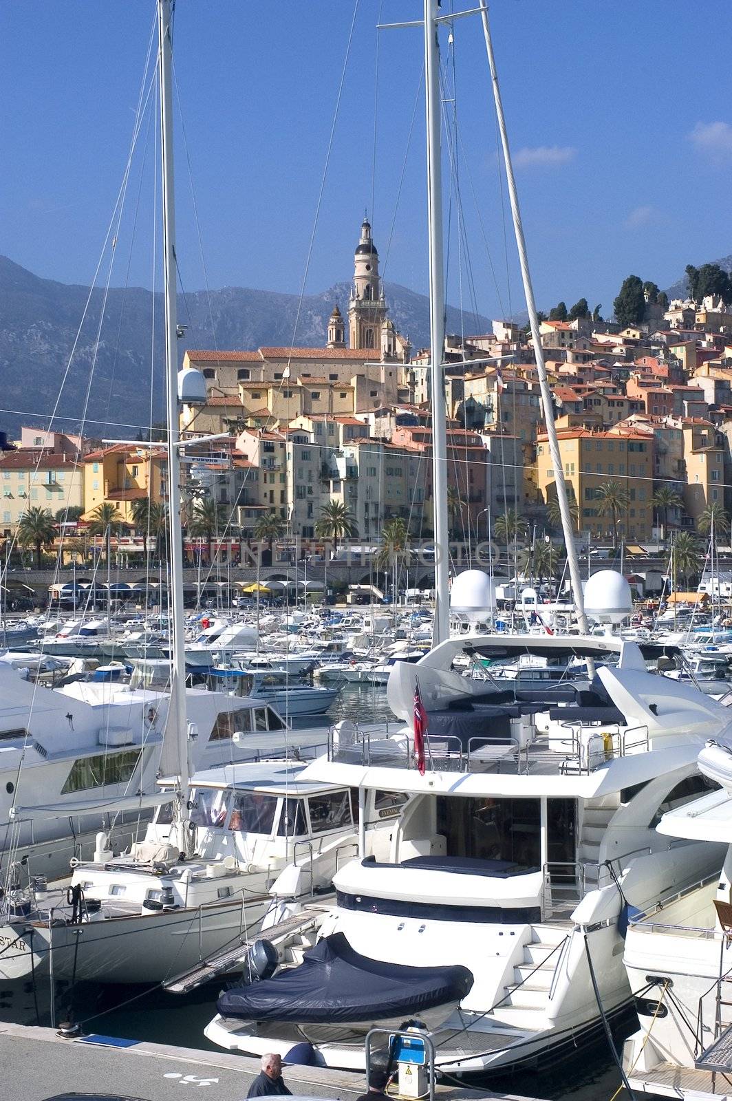 Town of Menton on the French Riviera to the Italian border