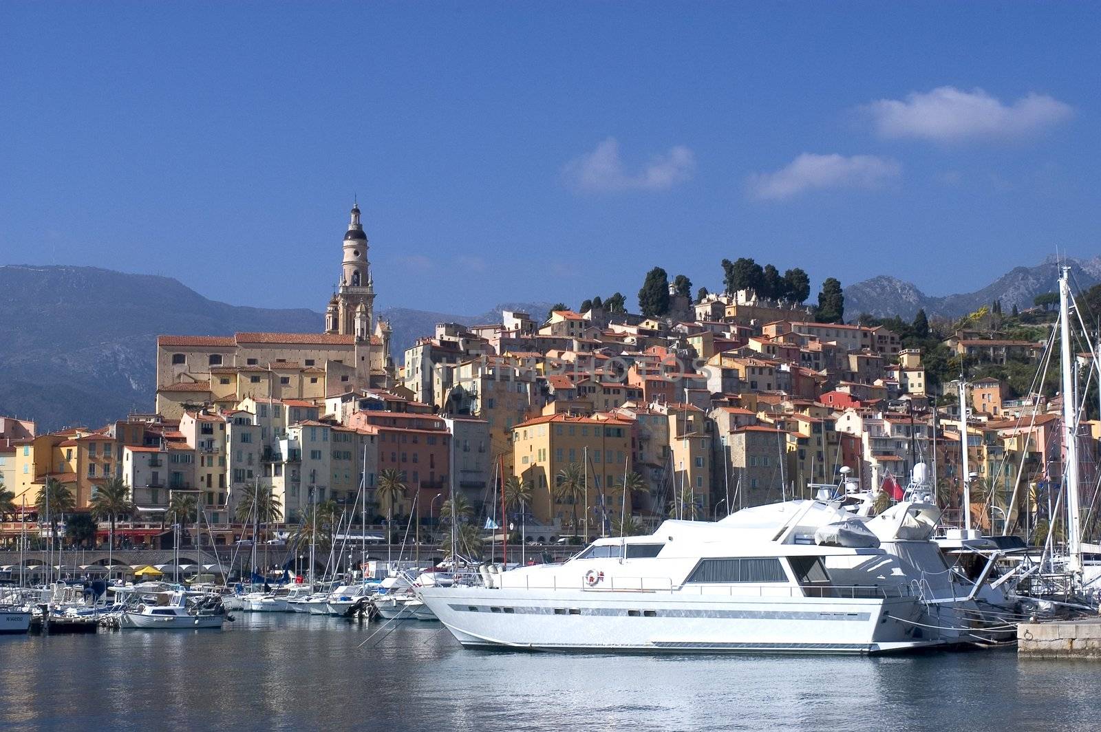 Town of Menton on the French Riviera to the Italian border