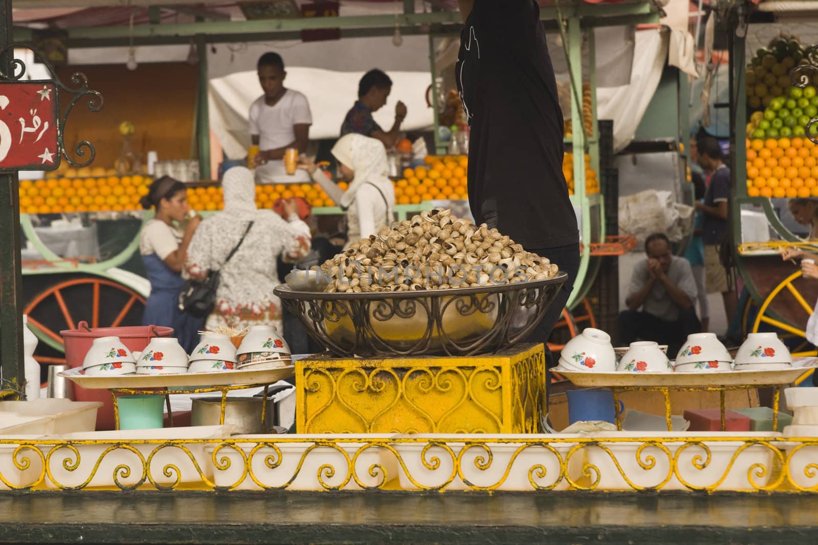 Cooked snails for sale at a market stall in the Jemaa el Fna square in the old city of Marrakesh, Morocco.