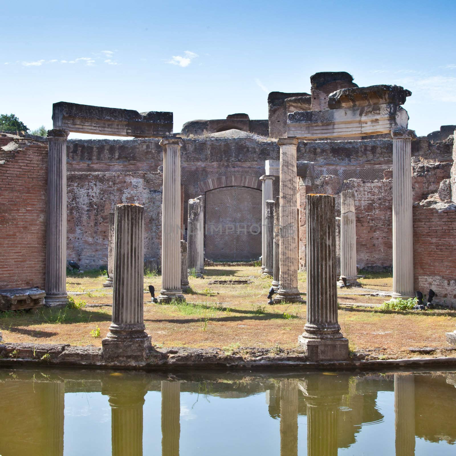 Roman columns in Villa Adriana, Tivoli, Italy