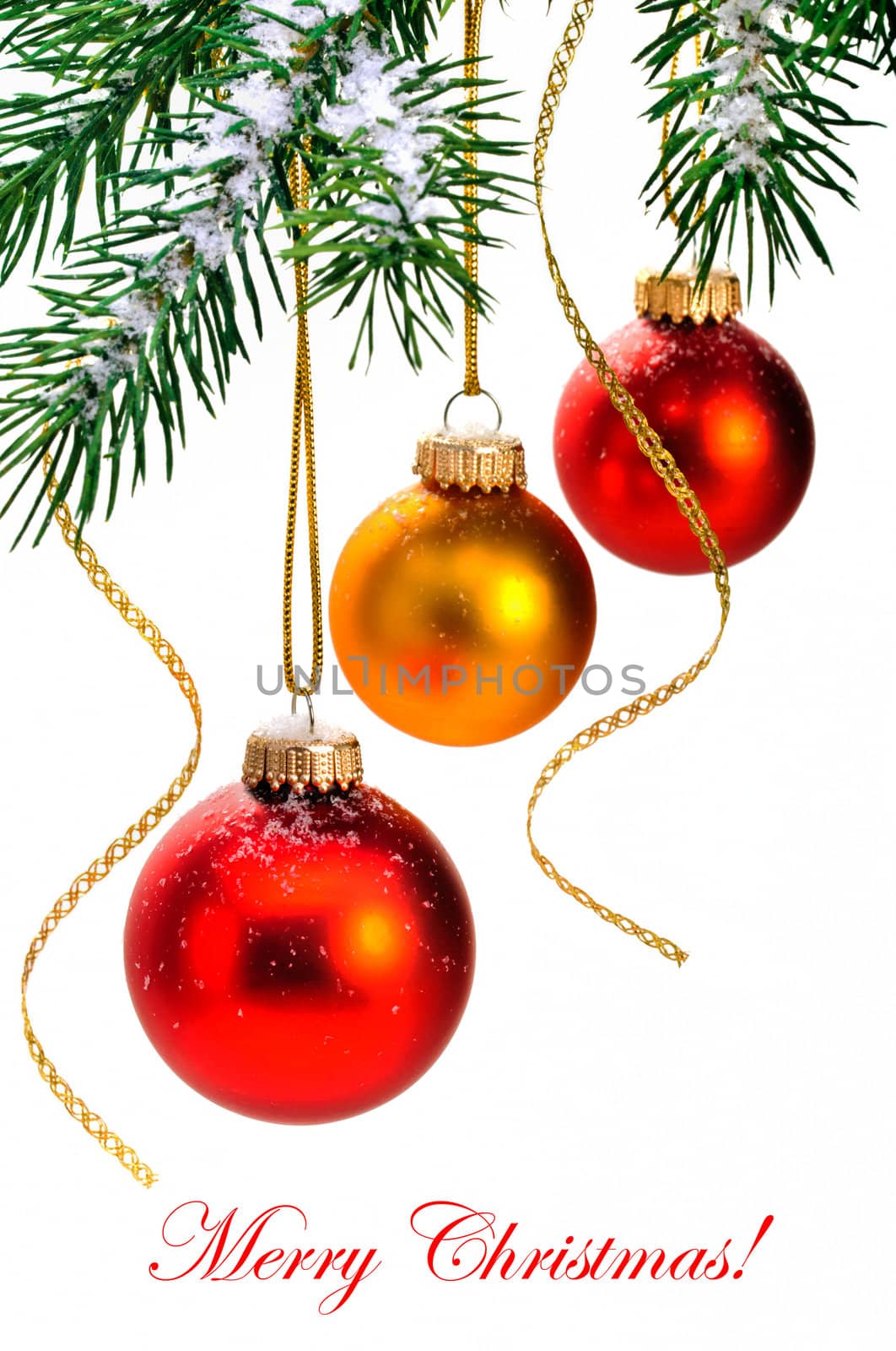 Christmas balls hanging on the Christmas tree.