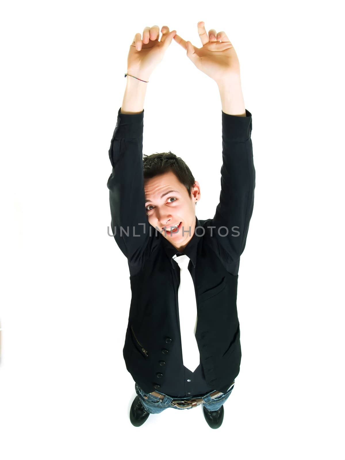 Young man celebrating his success