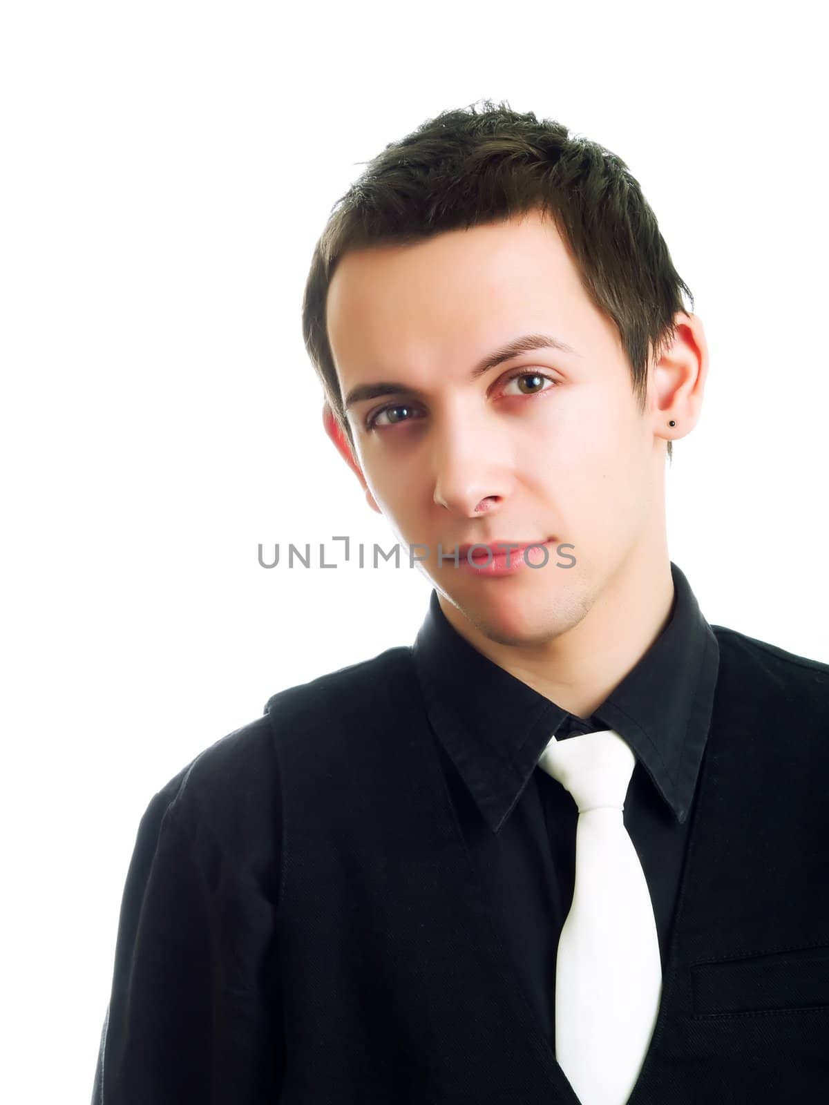 Young businessman on a white background